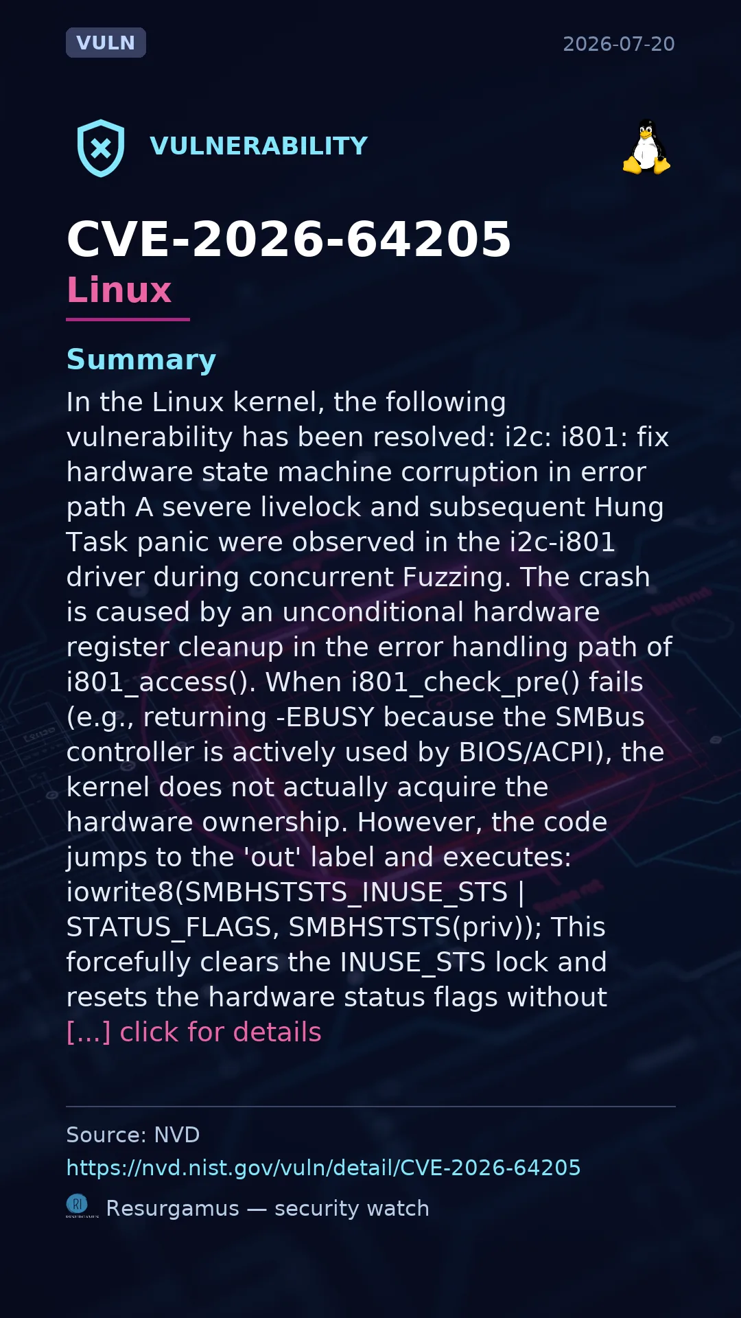 CVE-2026-64205 Linux Vulnerability