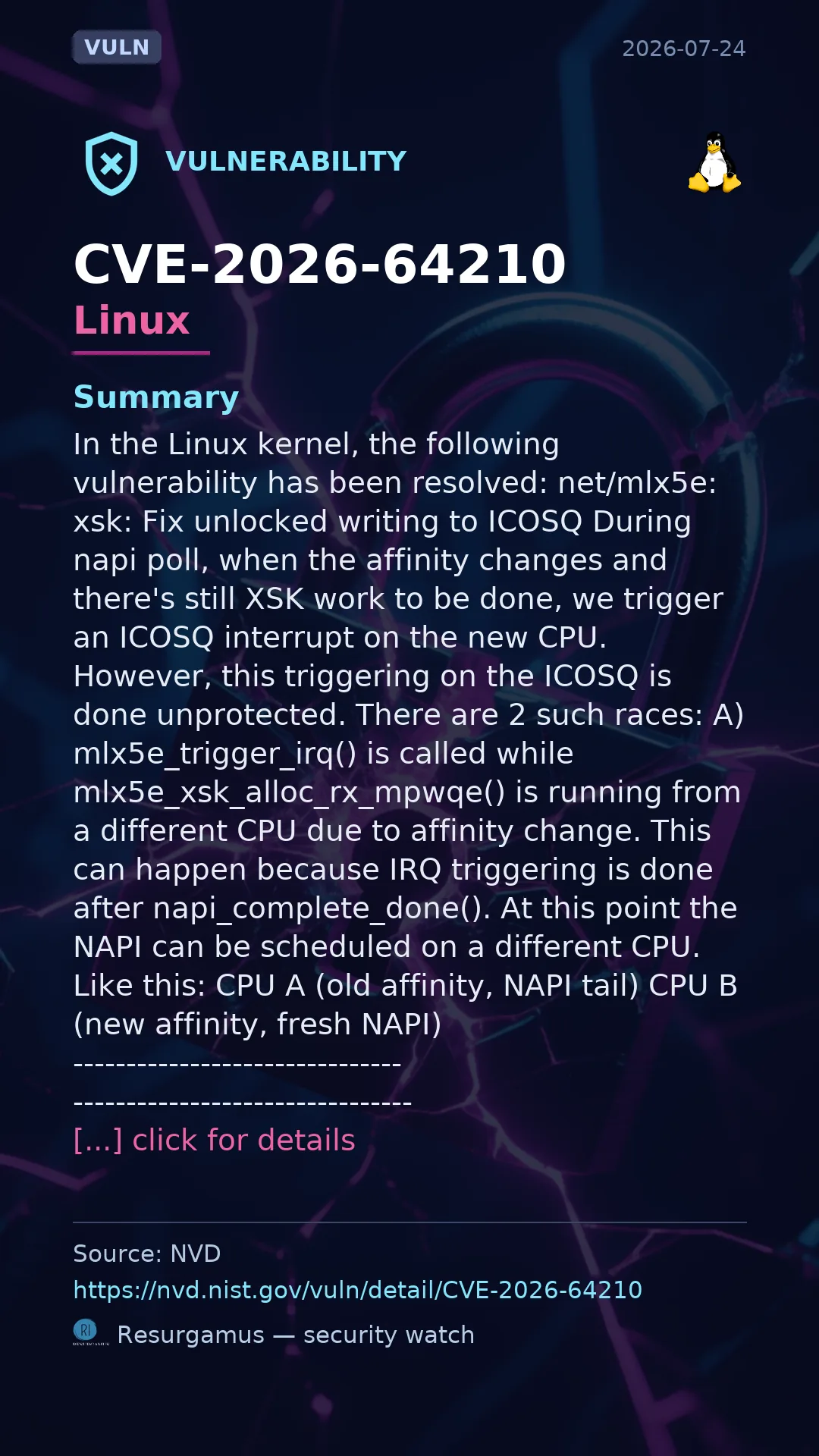 CVE-2026-64210 - Linux vulnerability