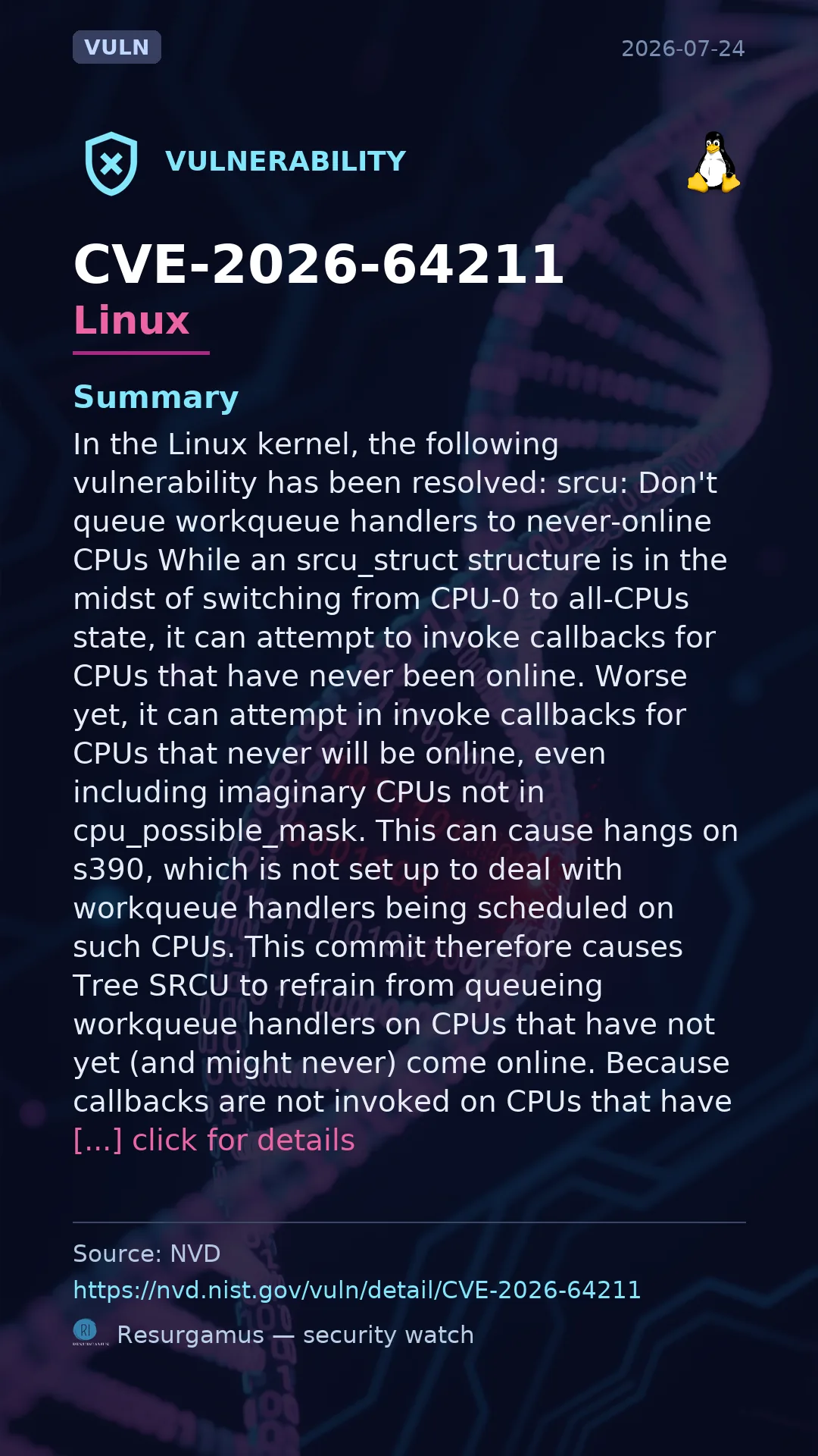 CVE-2026-64211 - Linux vulnerability