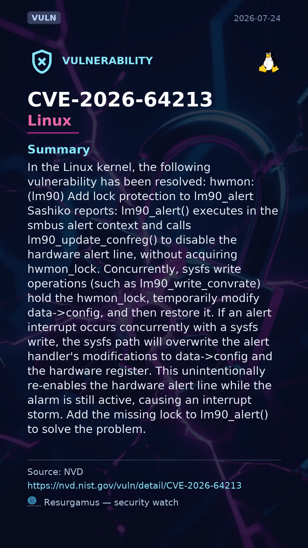CVE-2026-64213 - Linux vulnerability