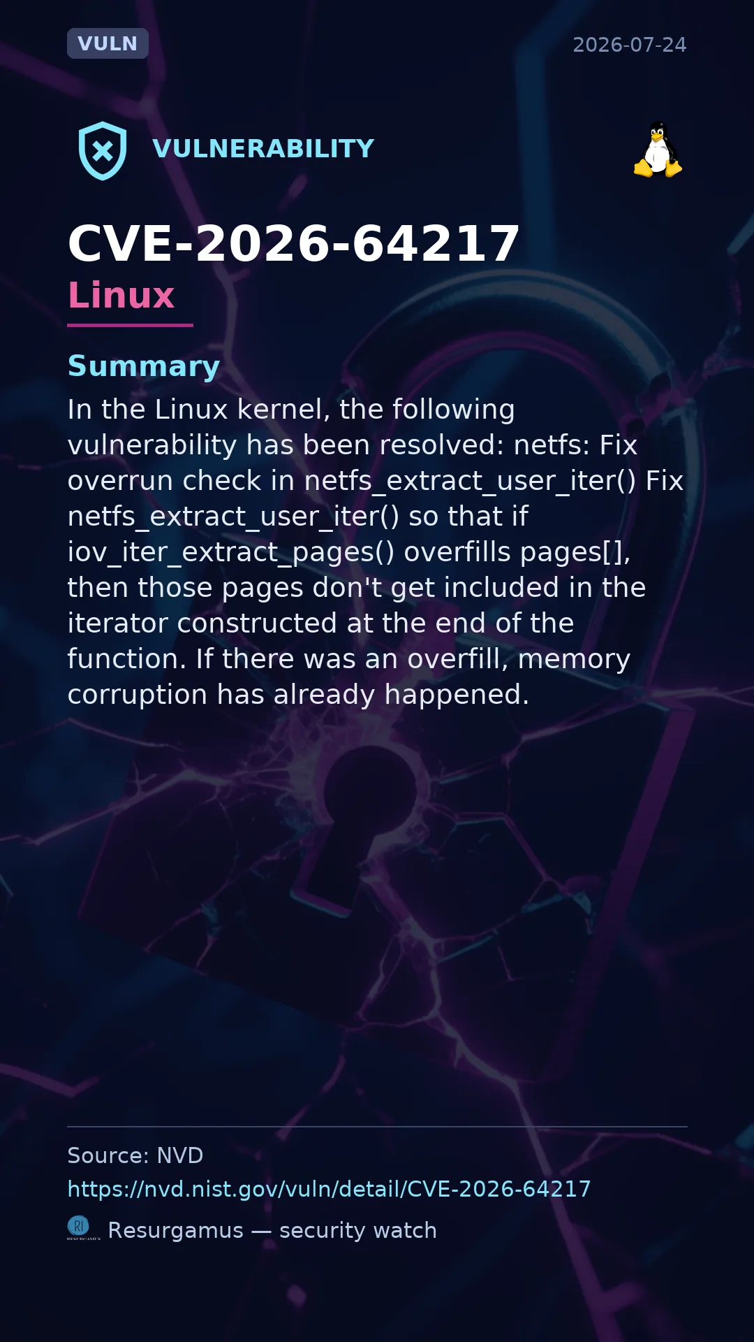 CVE-2026-64217 - Linux vulnerability