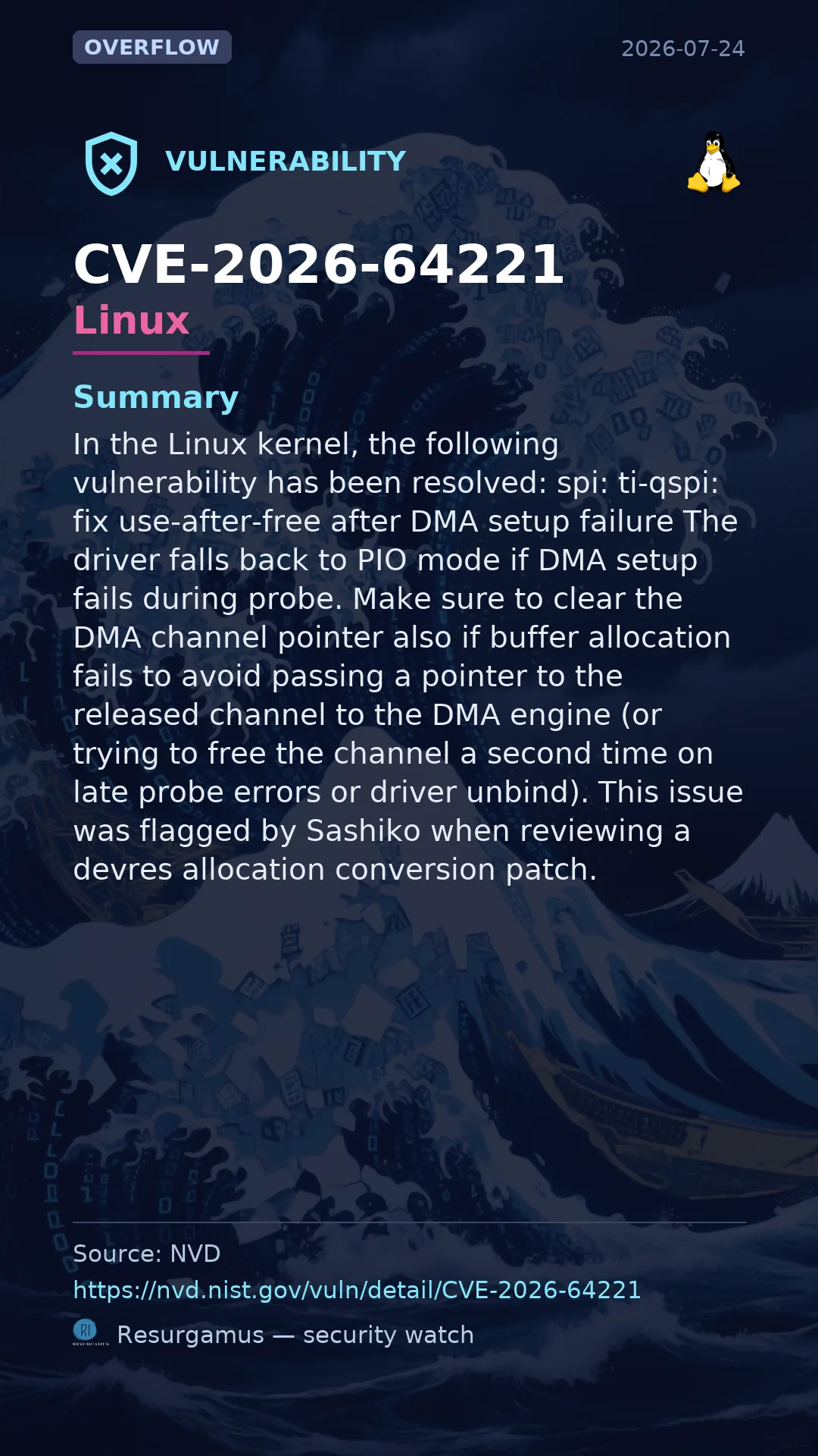 CVE-2026-64221 - Linux vulnerability