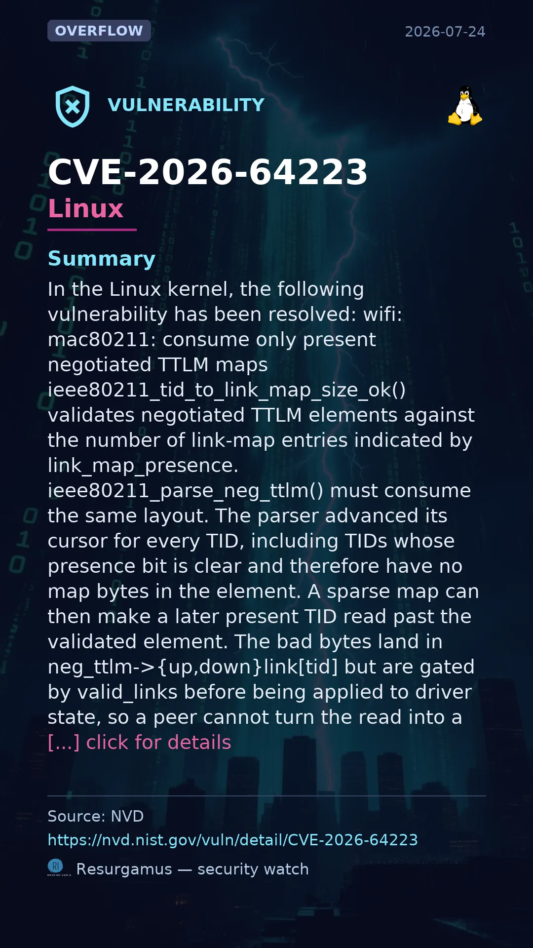 CVE-2026-64223 - Linux vulnerability