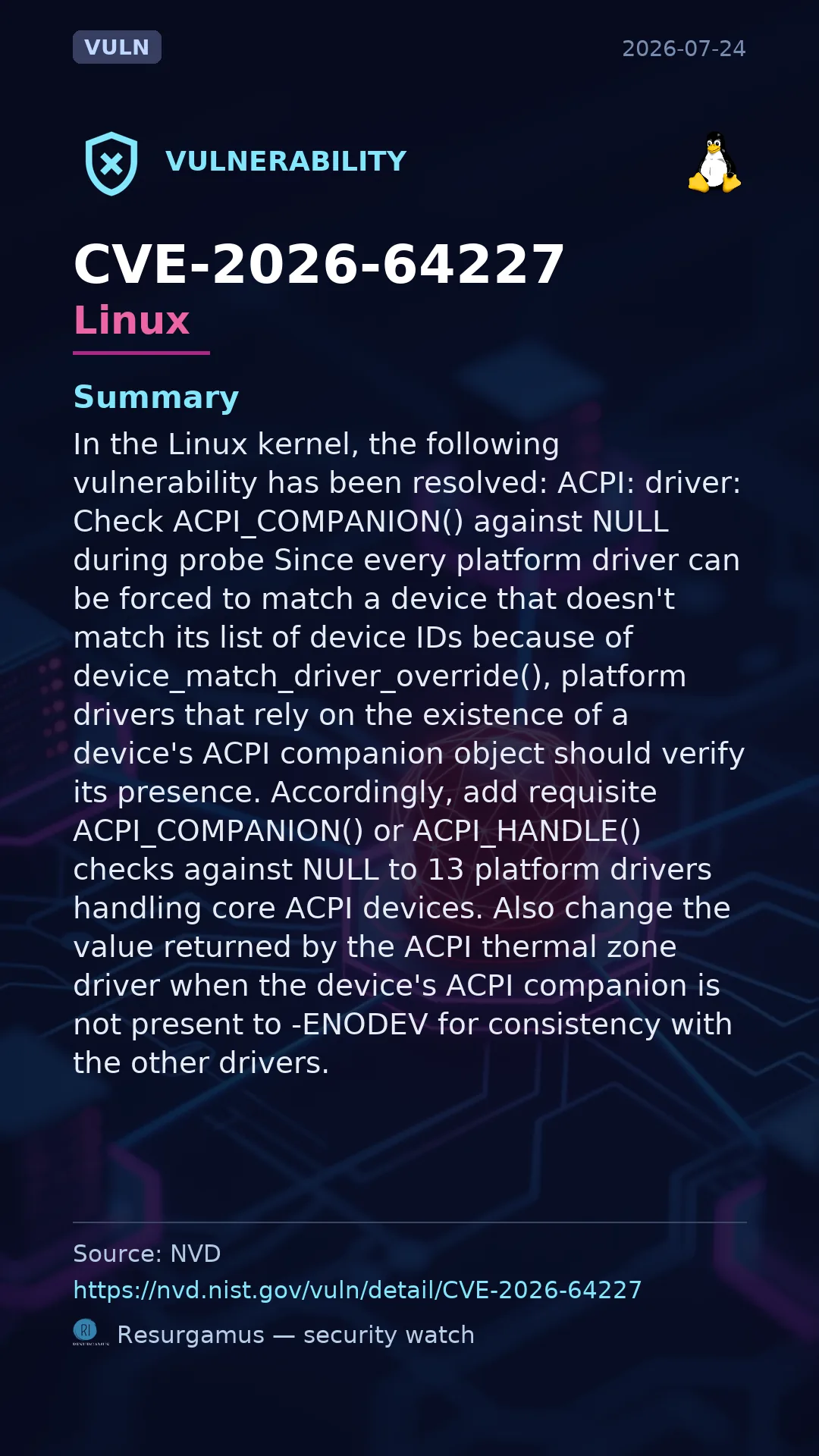 CVE-2026-64227 - Linux vulnerability
