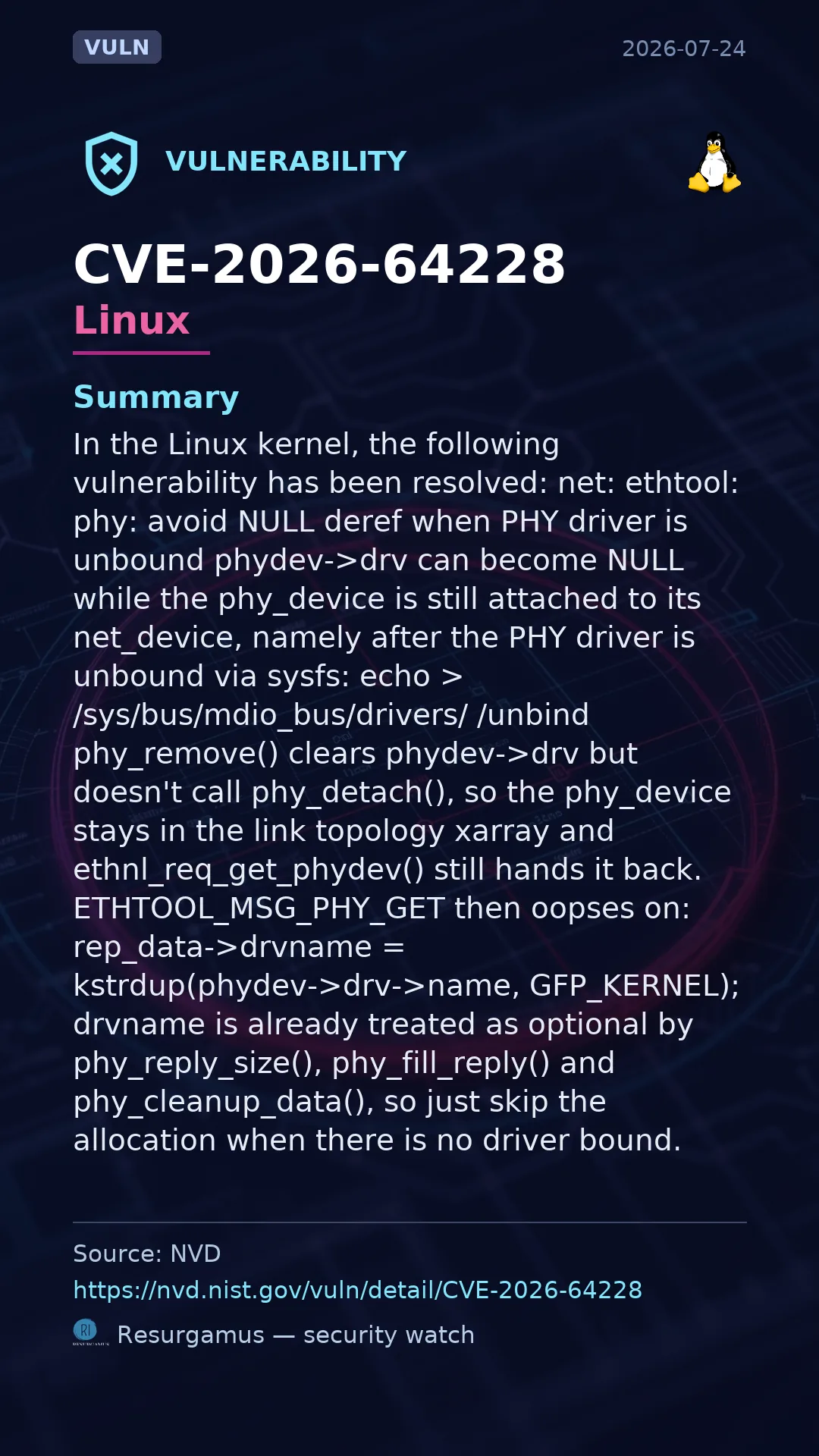 CVE-2026-64228 - Linux vulnerability