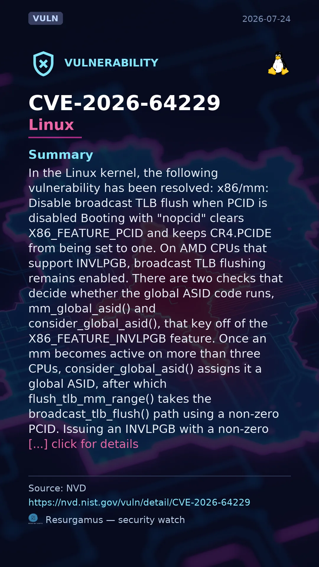 CVE-2026-64229 - Linux vulnerability