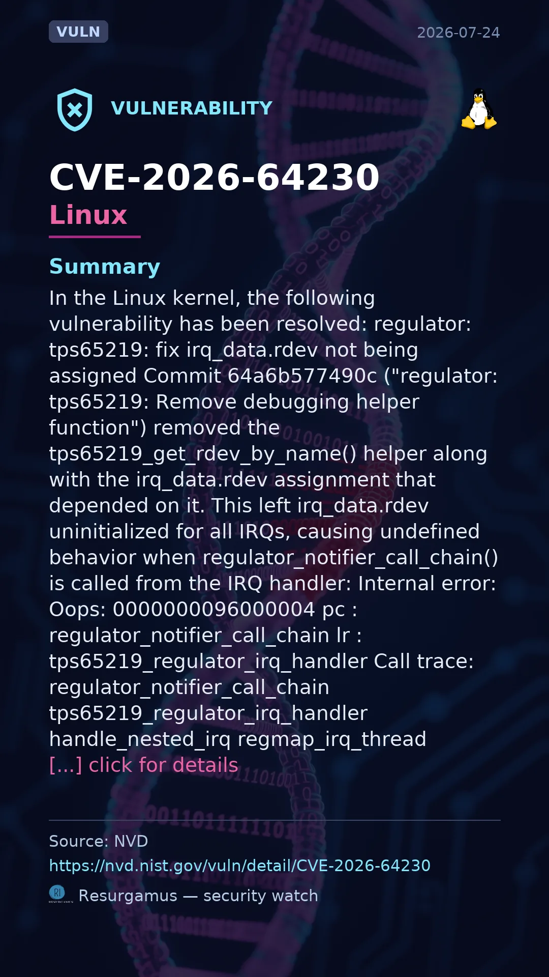 CVE-2026-64230 - Linux vulnerability