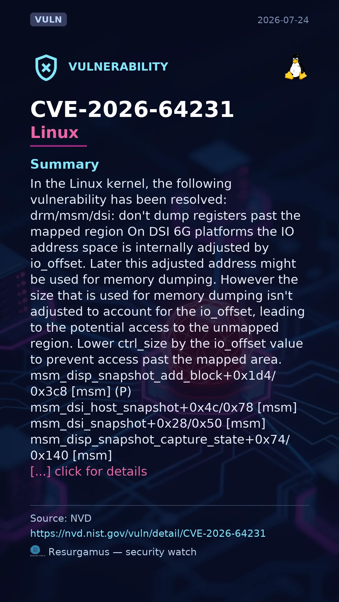 CVE-2026-64231 - Linux vulnerability
