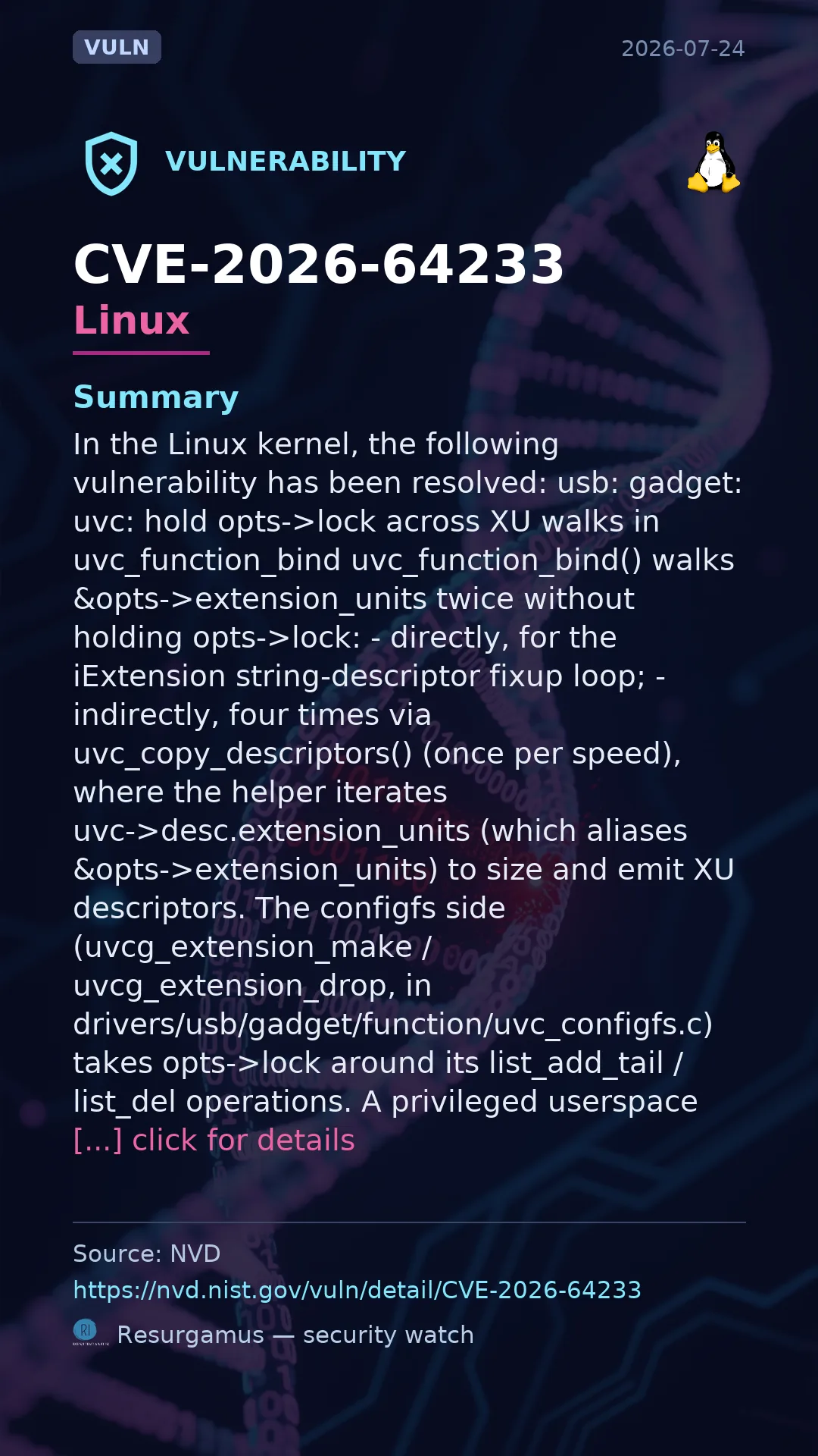 CVE-2026-64233 - Linux vulnerability