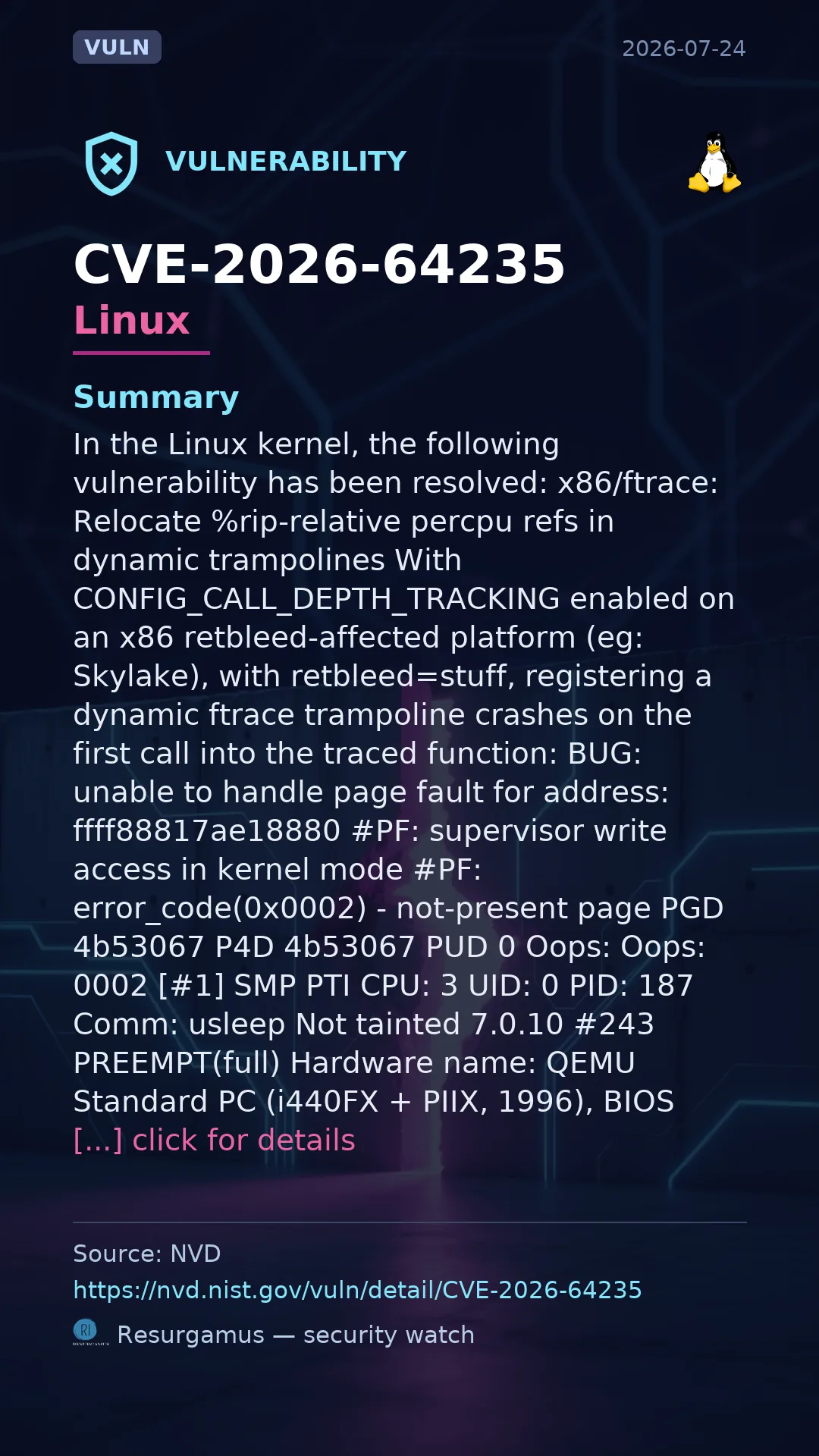 CVE-2026-64235 - Linux vulnerability