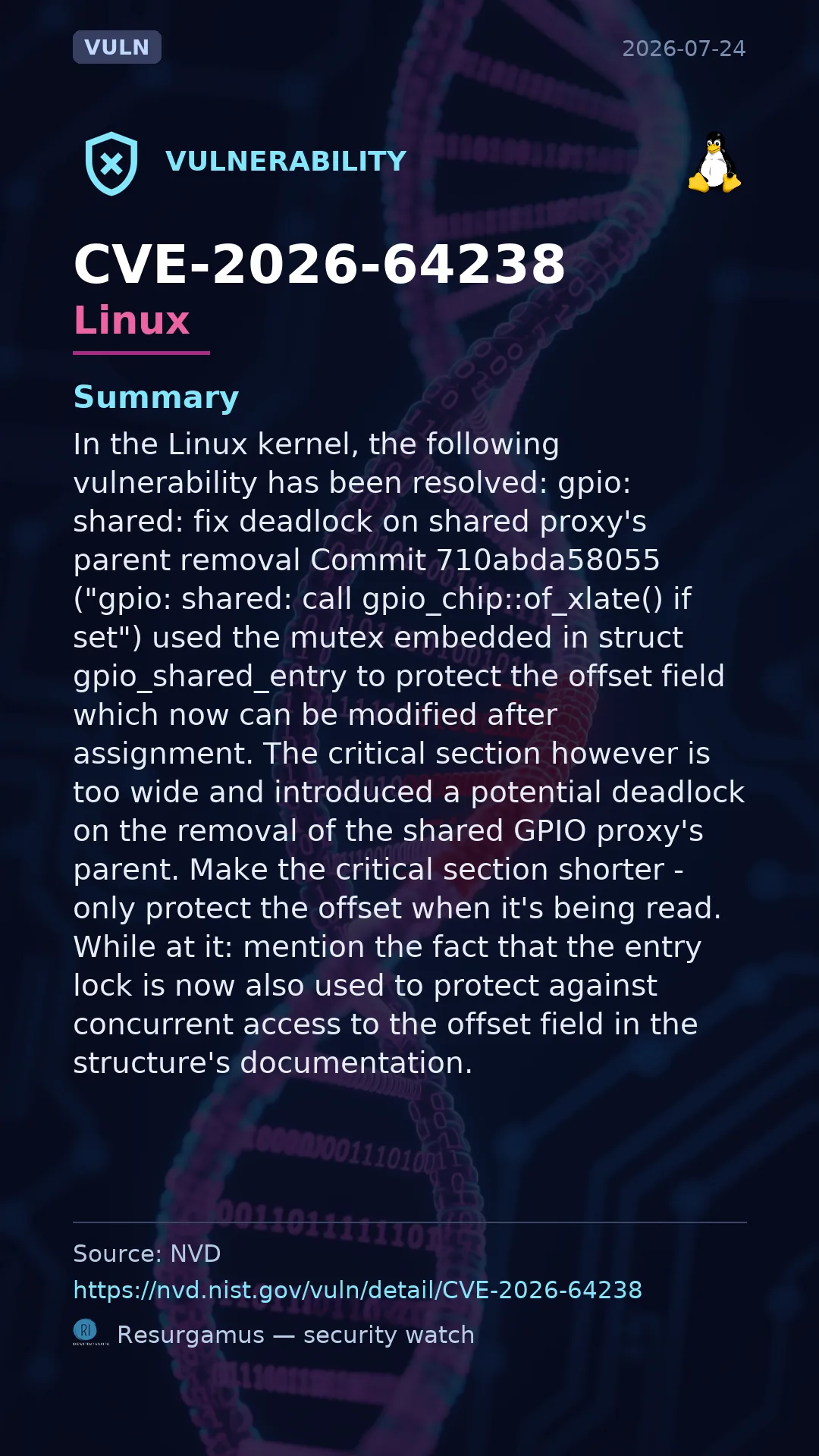 CVE-2026-64238 - Linux vulnerability