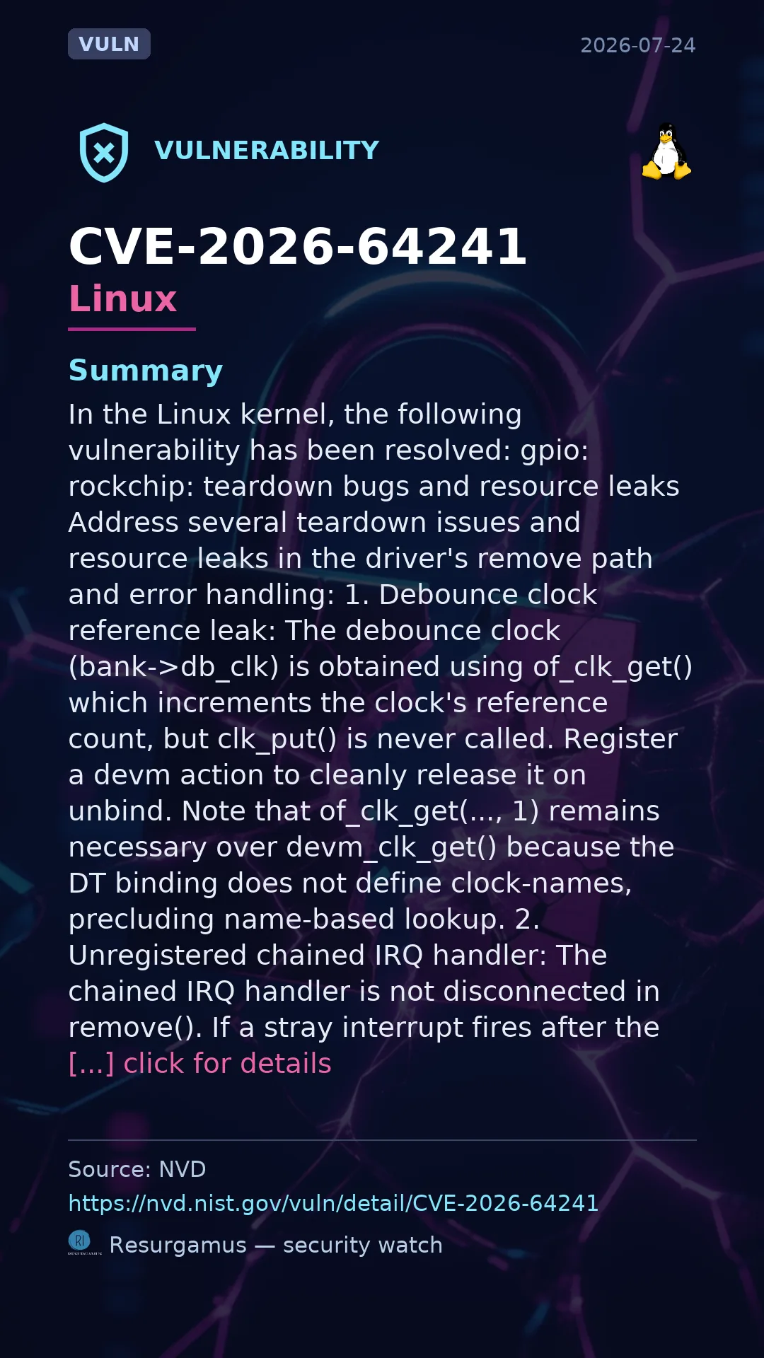 CVE-2026-64241 - Linux vulnerability