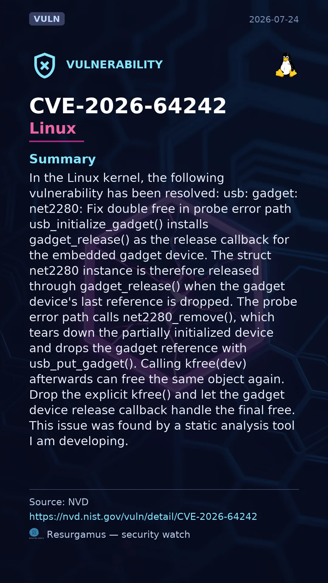 CVE-2026-64242 - Linux vulnerability