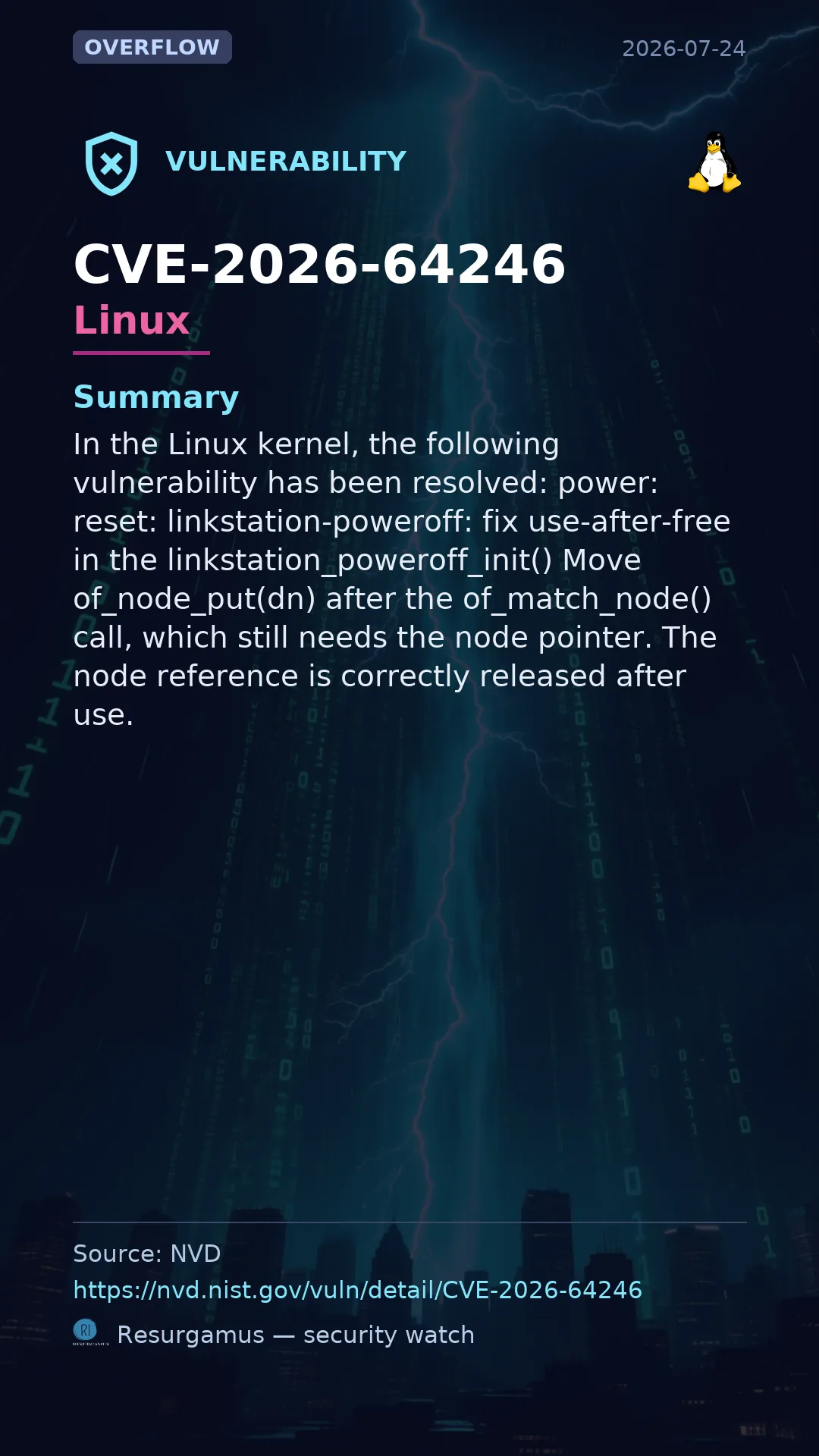CVE-2026-64246 - Linux vulnerability