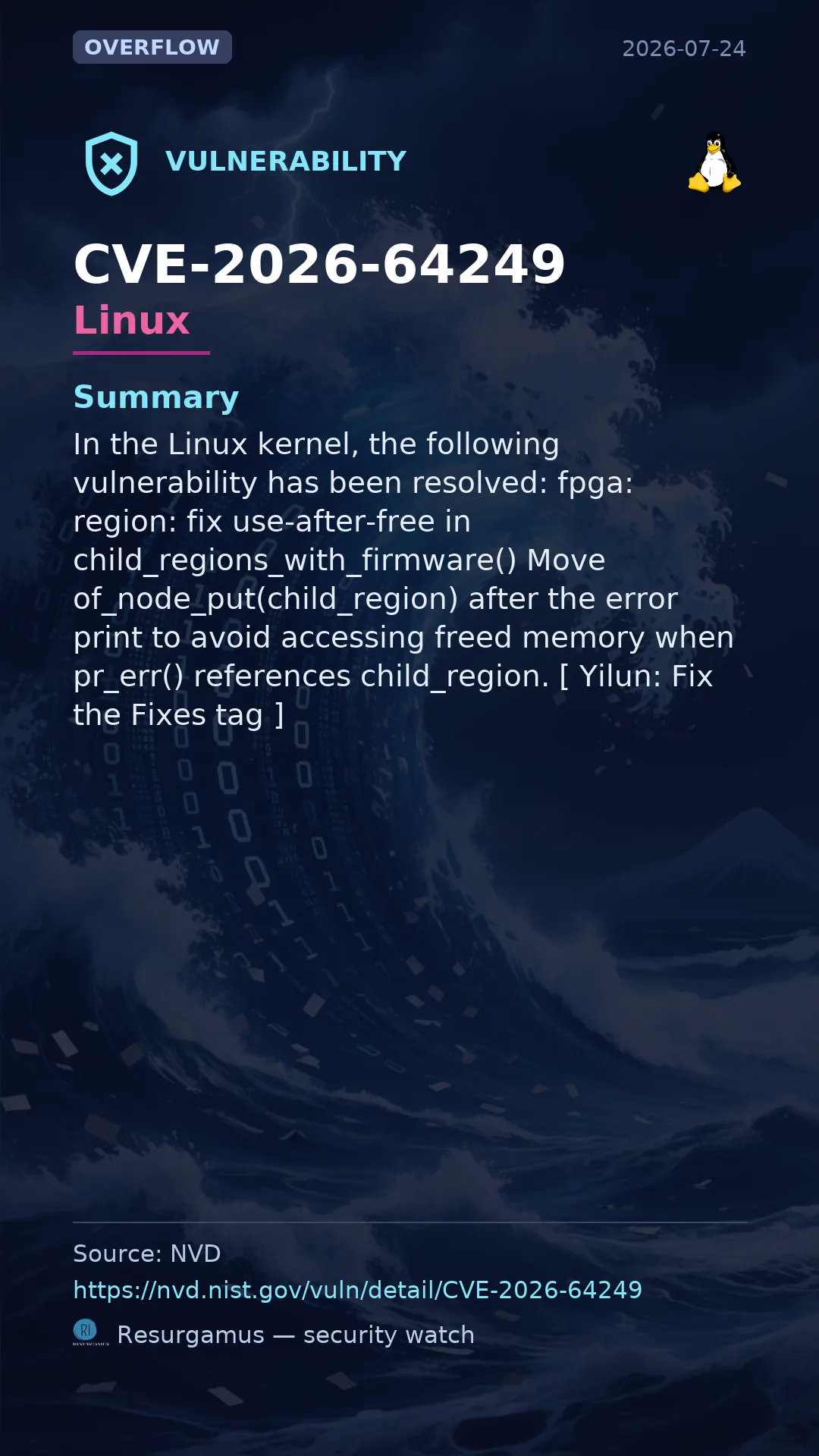 CVE-2026-64249 - Linux vulnerability