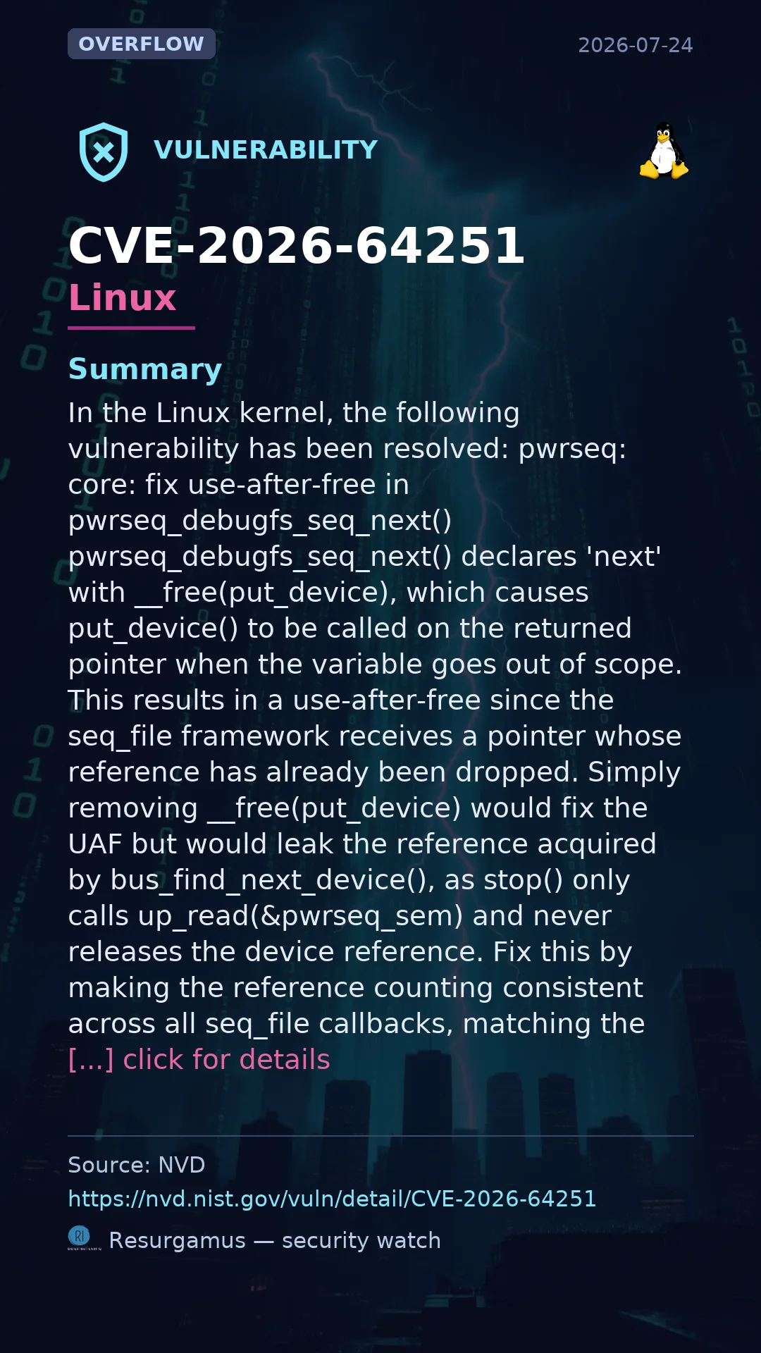 CVE-2026-64251 - Linux vulnerability