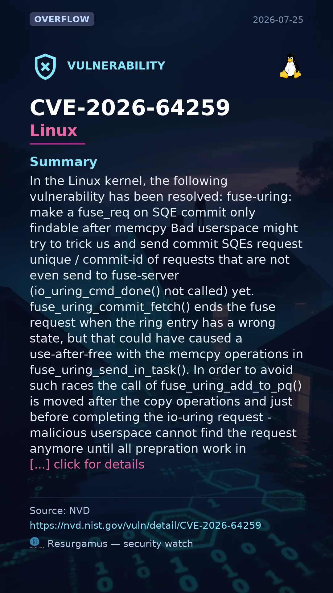 CVE-2026-64259 - Linux vulnerability