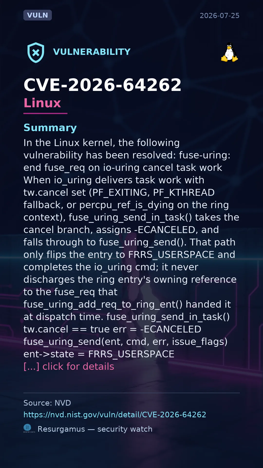 CVE-2026-64262 - Linux vulnerability