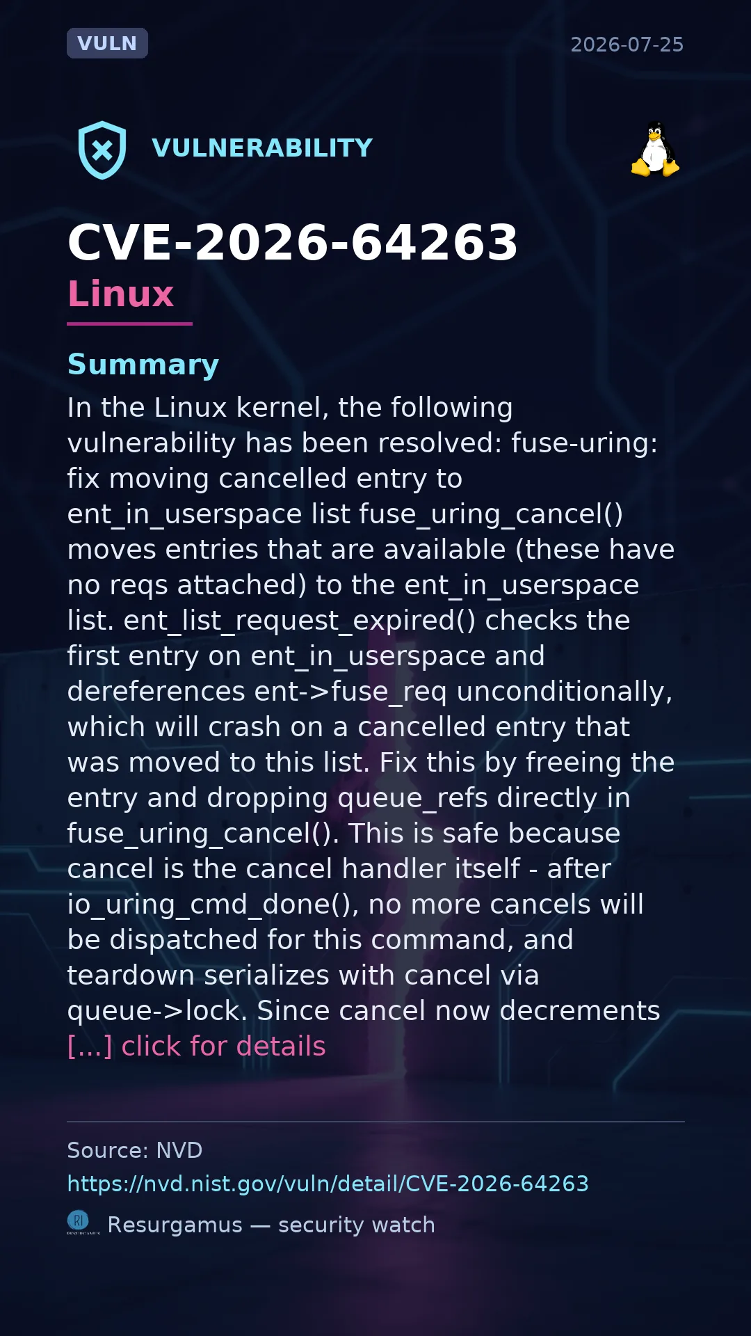CVE-2026-64263 - Linux vulnerability