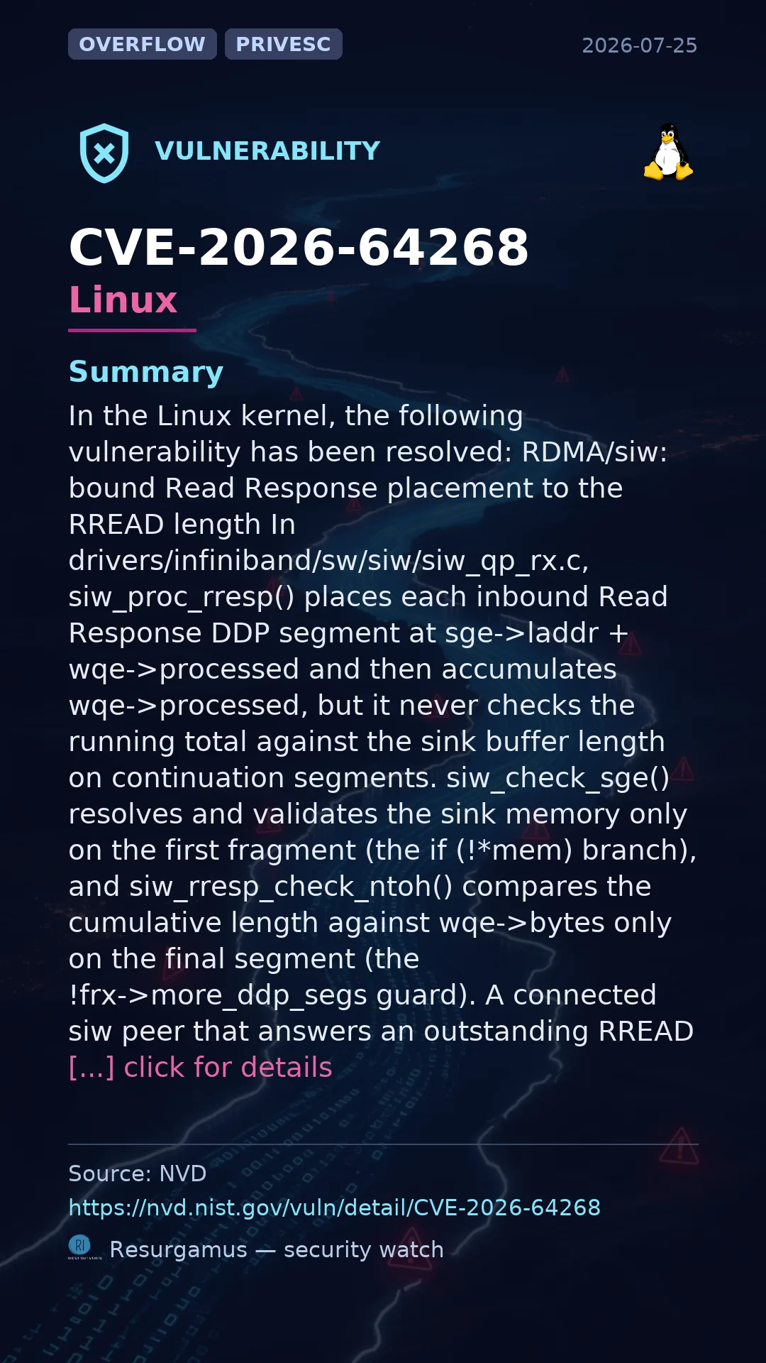CVE-2026-64268 - Linux vulnerability