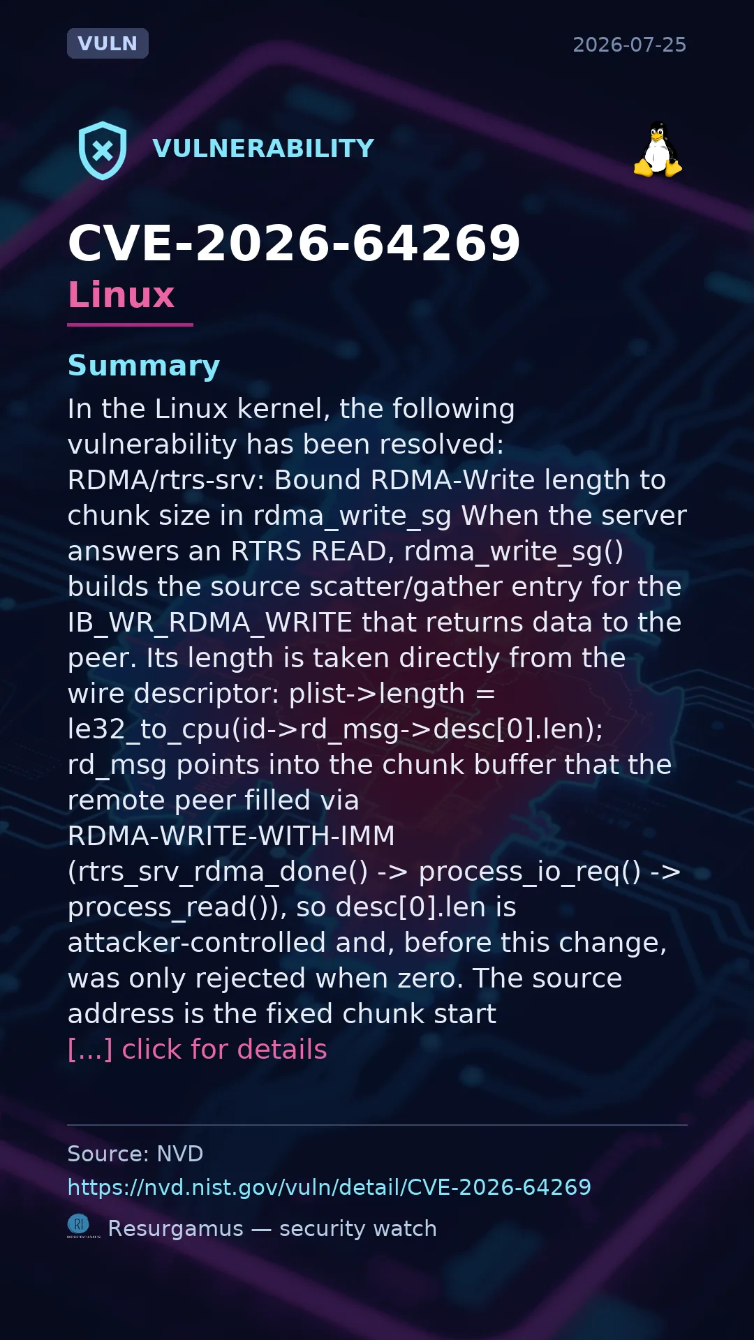 CVE-2026-64269 - Linux vulnerability