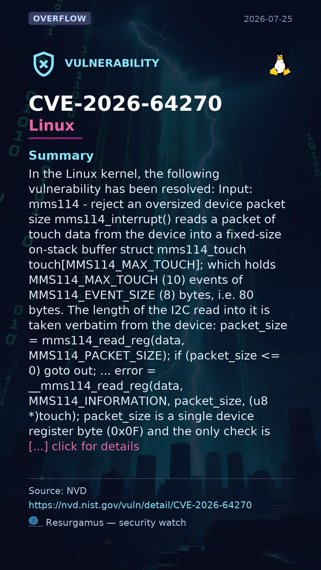 CVE-2026-64270 - Linux vulnerability