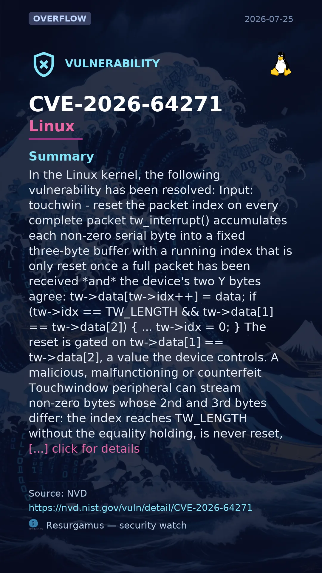 CVE-2026-64271 - Linux vulnerability