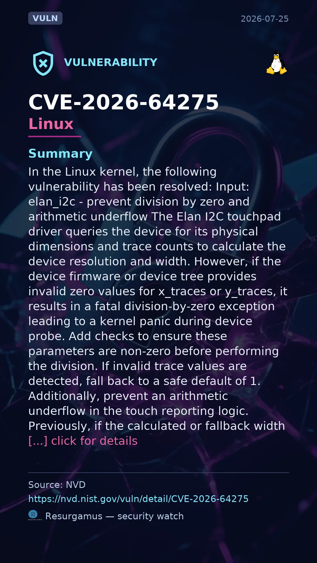 CVE-2026-64275 - Linux vulnerability