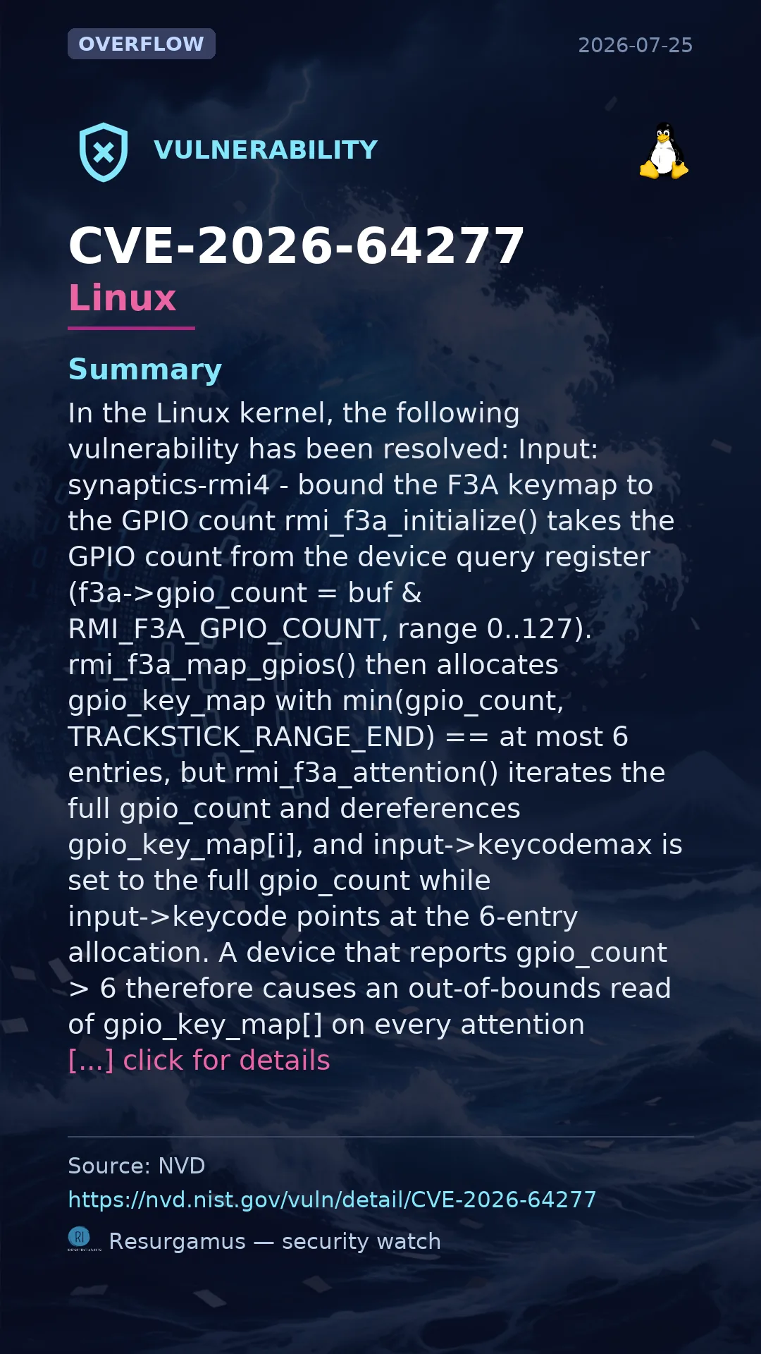 CVE-2026-64277 - Linux vulnerability
