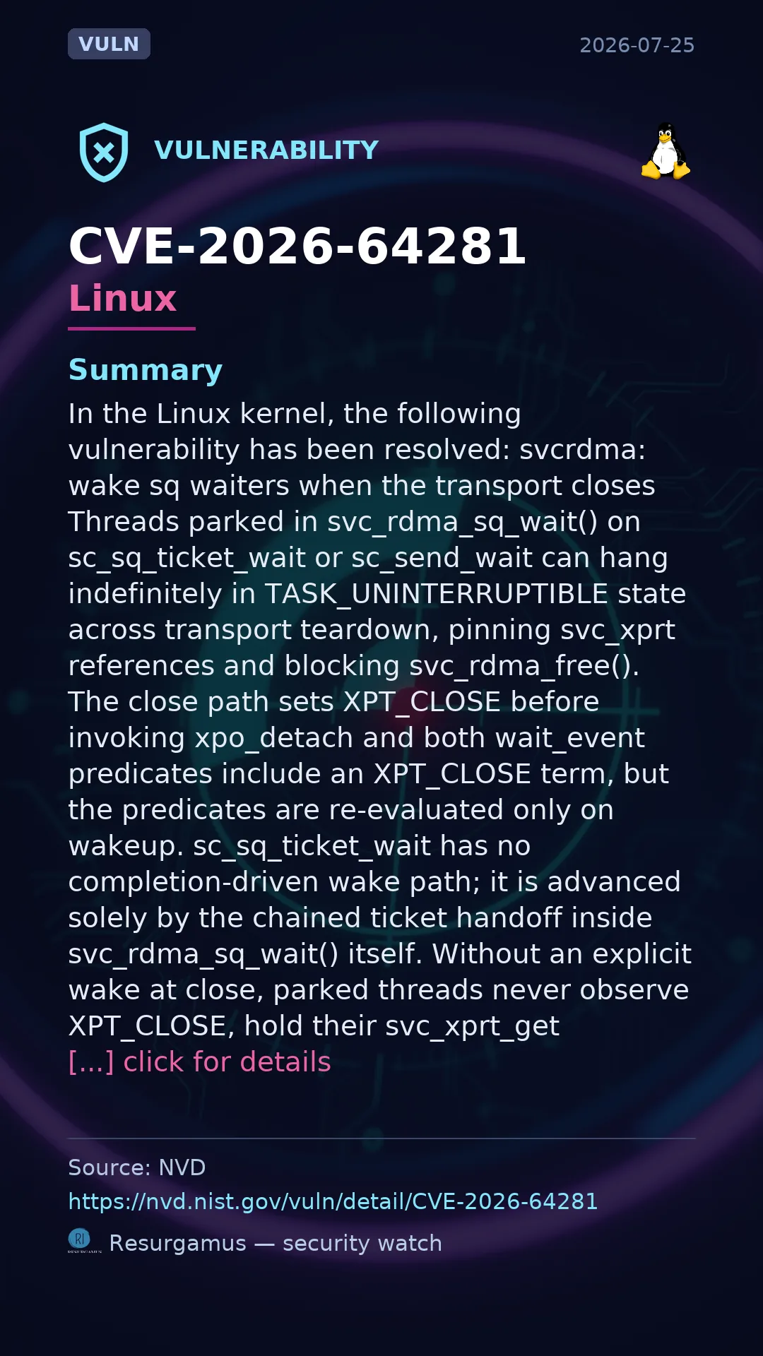 CVE-2026-64281 - Linux vulnerability
