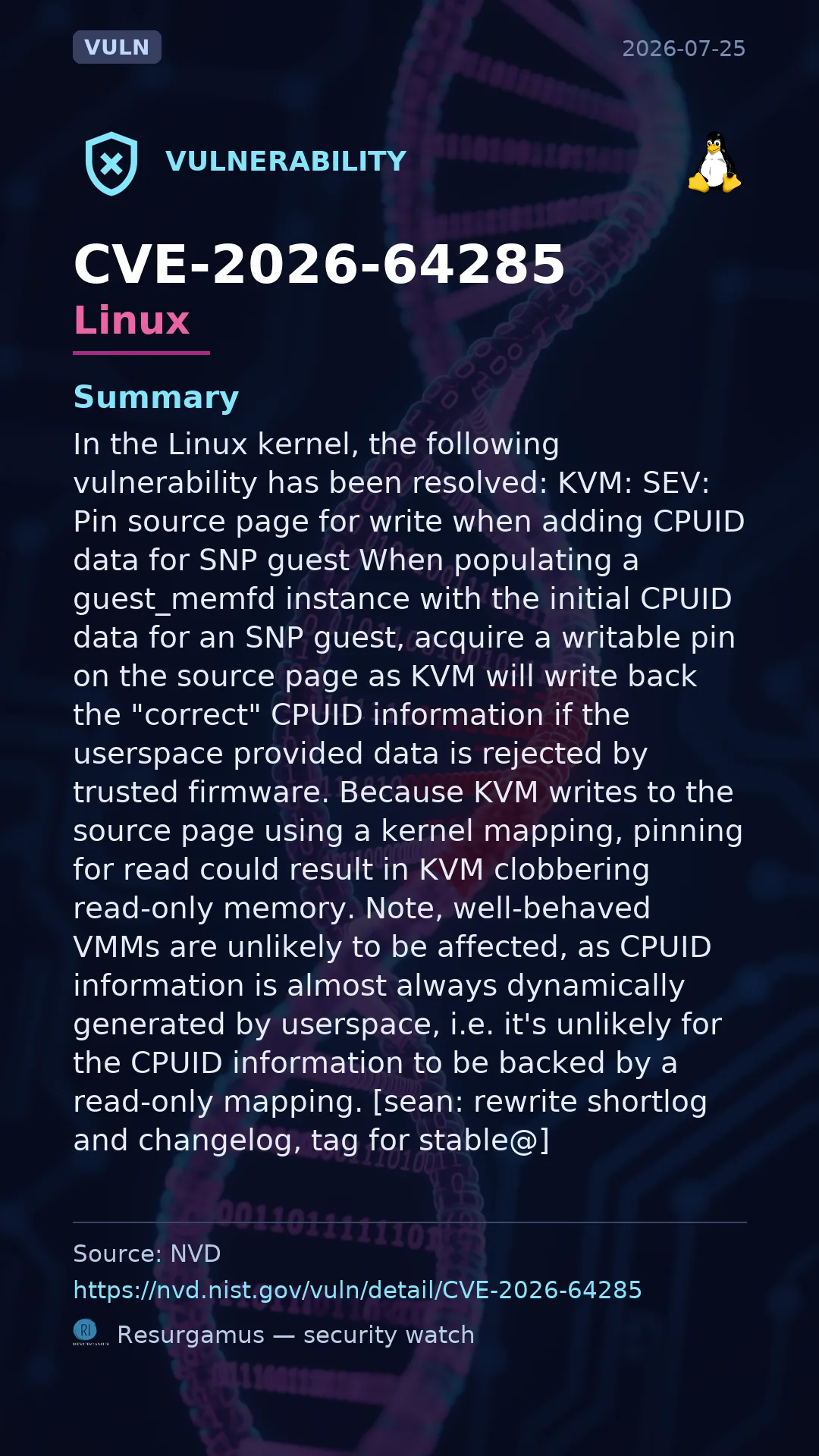 CVE-2026-64285 - Linux vulnerability