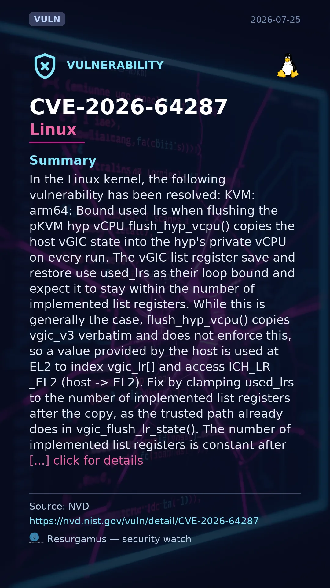 CVE-2026-64287 - Linux vulnerability