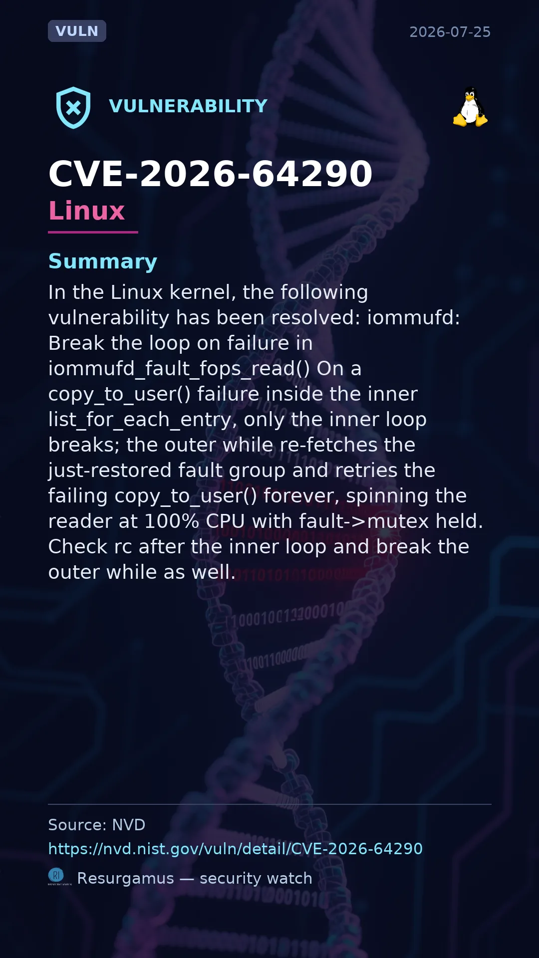 CVE-2026-64290 - Linux vulnerability
