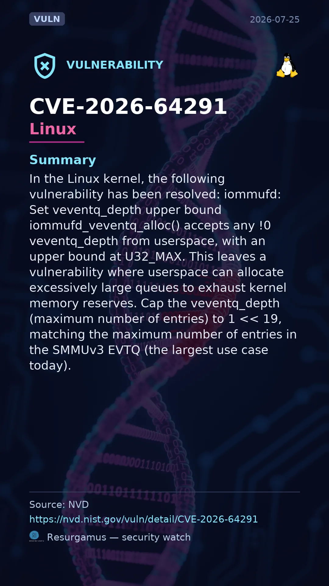 CVE-2026-64291 - Linux vulnerability