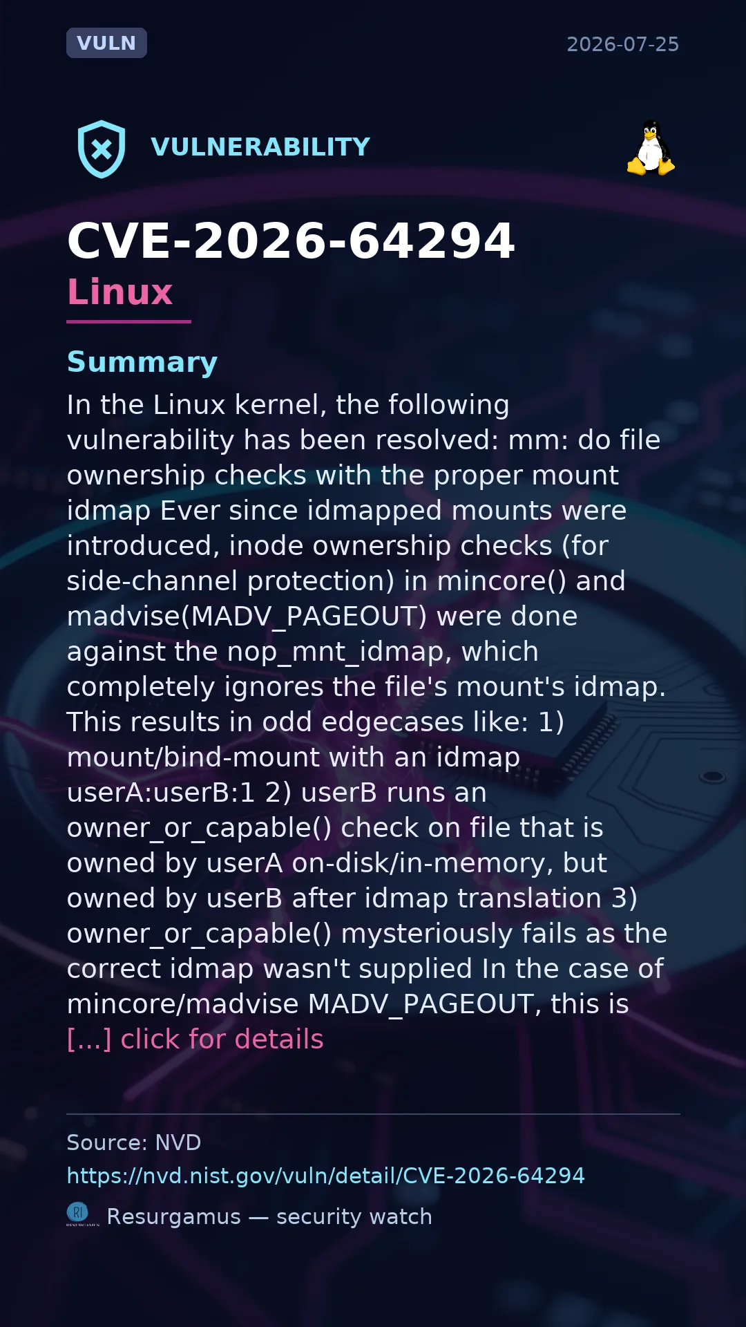 CVE-2026-64294 - Linux vulnerability