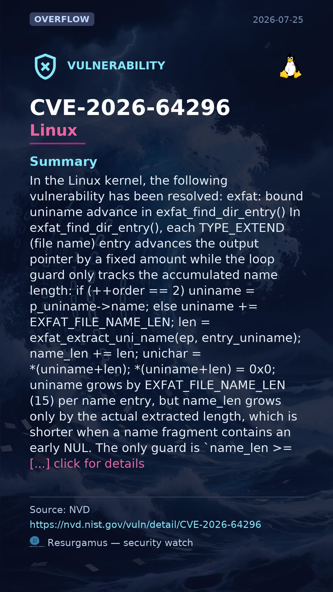 CVE-2026-64296 - Linux vulnerability