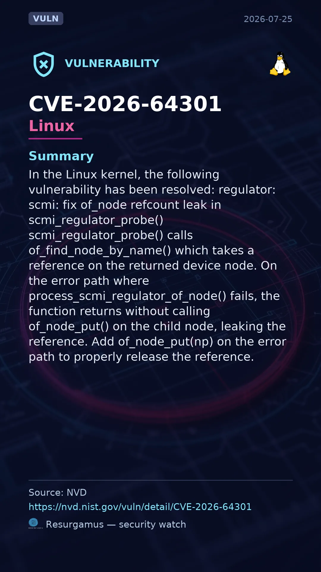 CVE-2026-64301 - Linux vulnerability