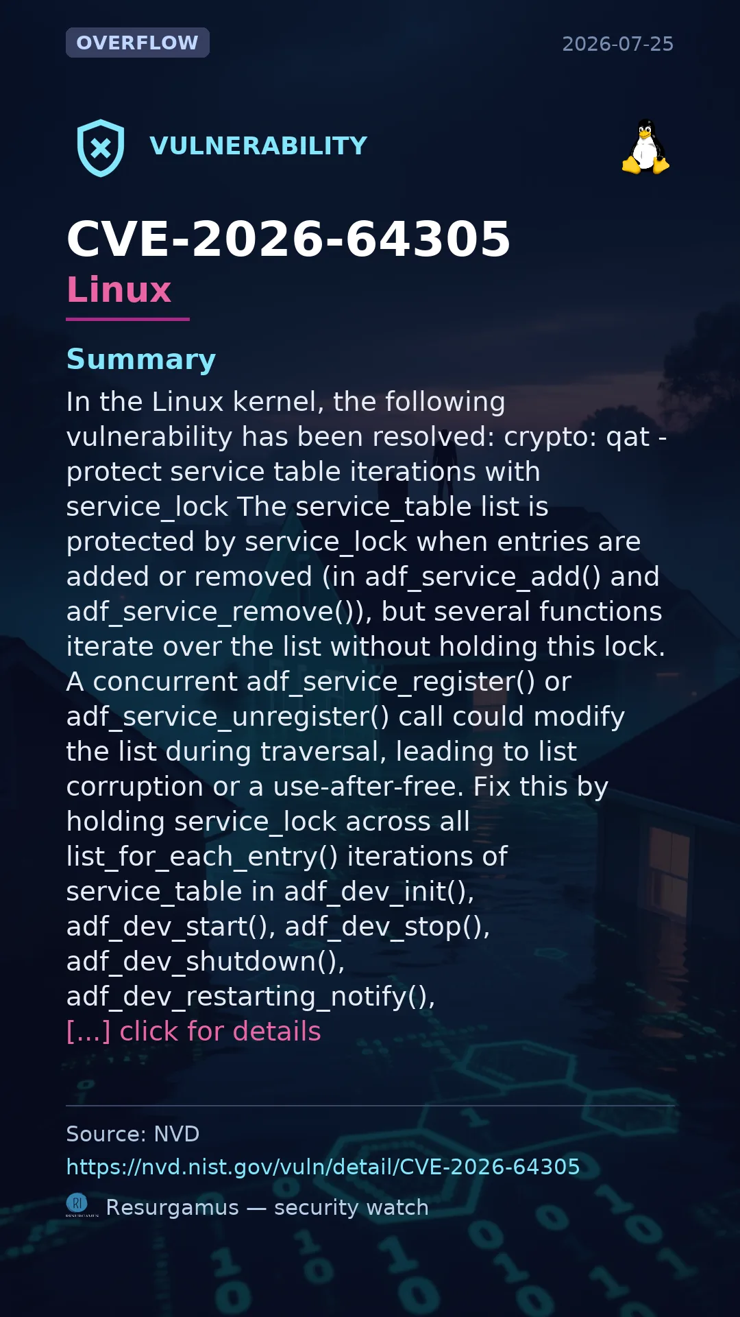 CVE-2026-64305 - Linux vulnerability