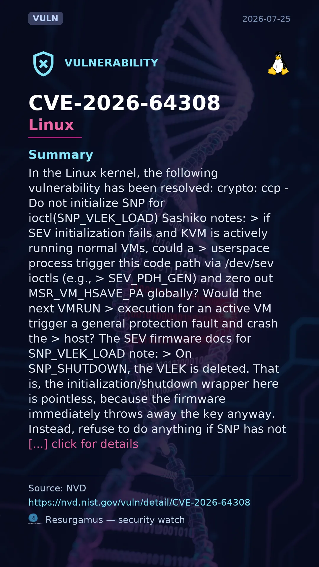 CVE-2026-64308 - Linux vulnerability