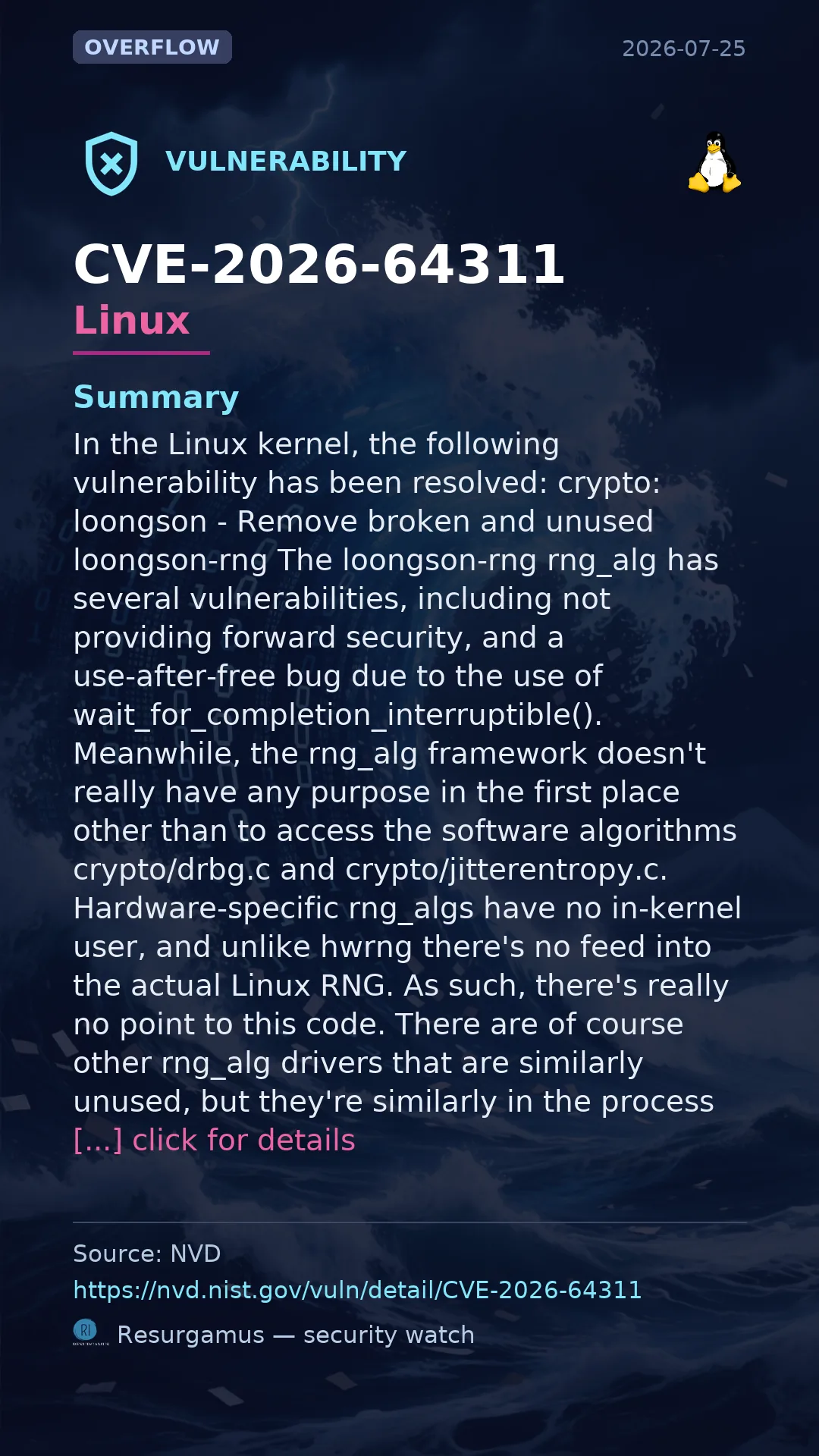 CVE-2026-64311 - Linux vulnerability
