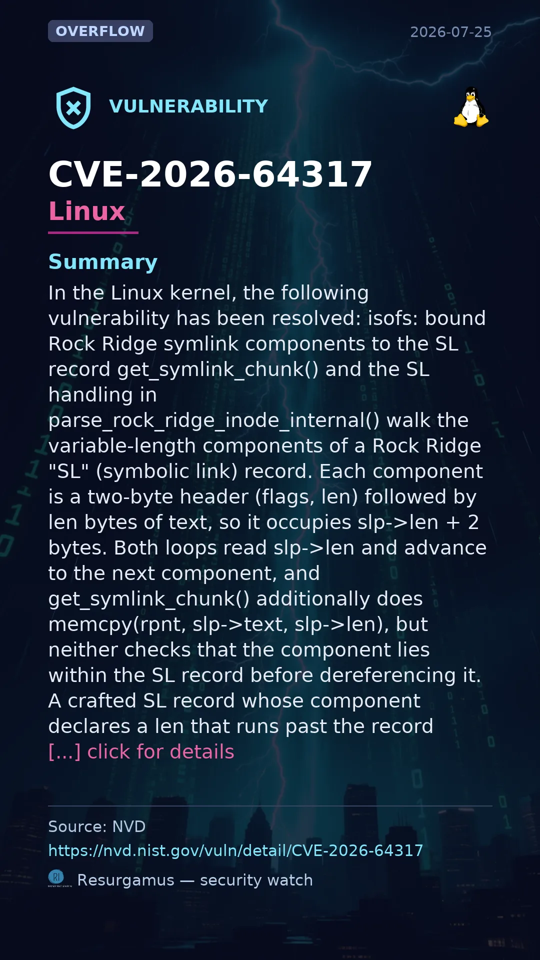 CVE-2026-64317 - Linux vulnerability