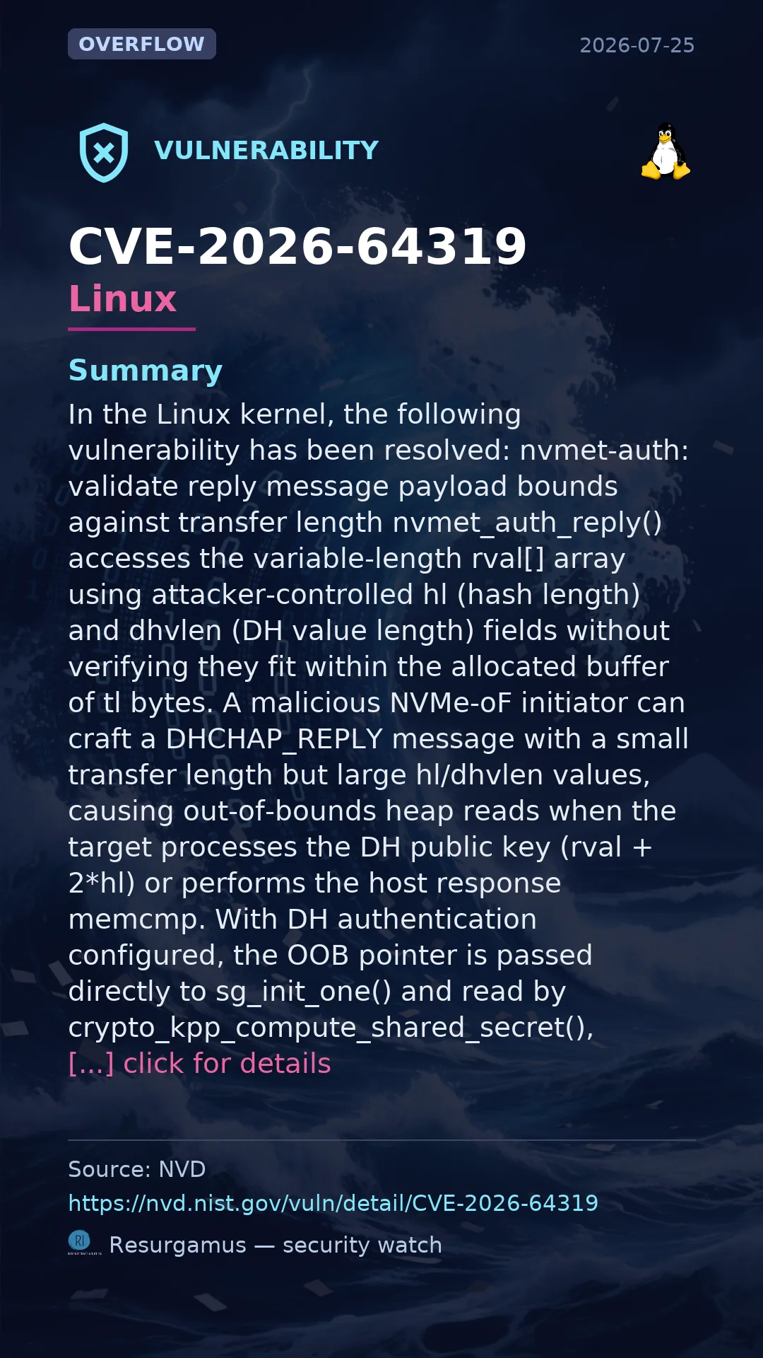 CVE-2026-64319 - Linux vulnerability