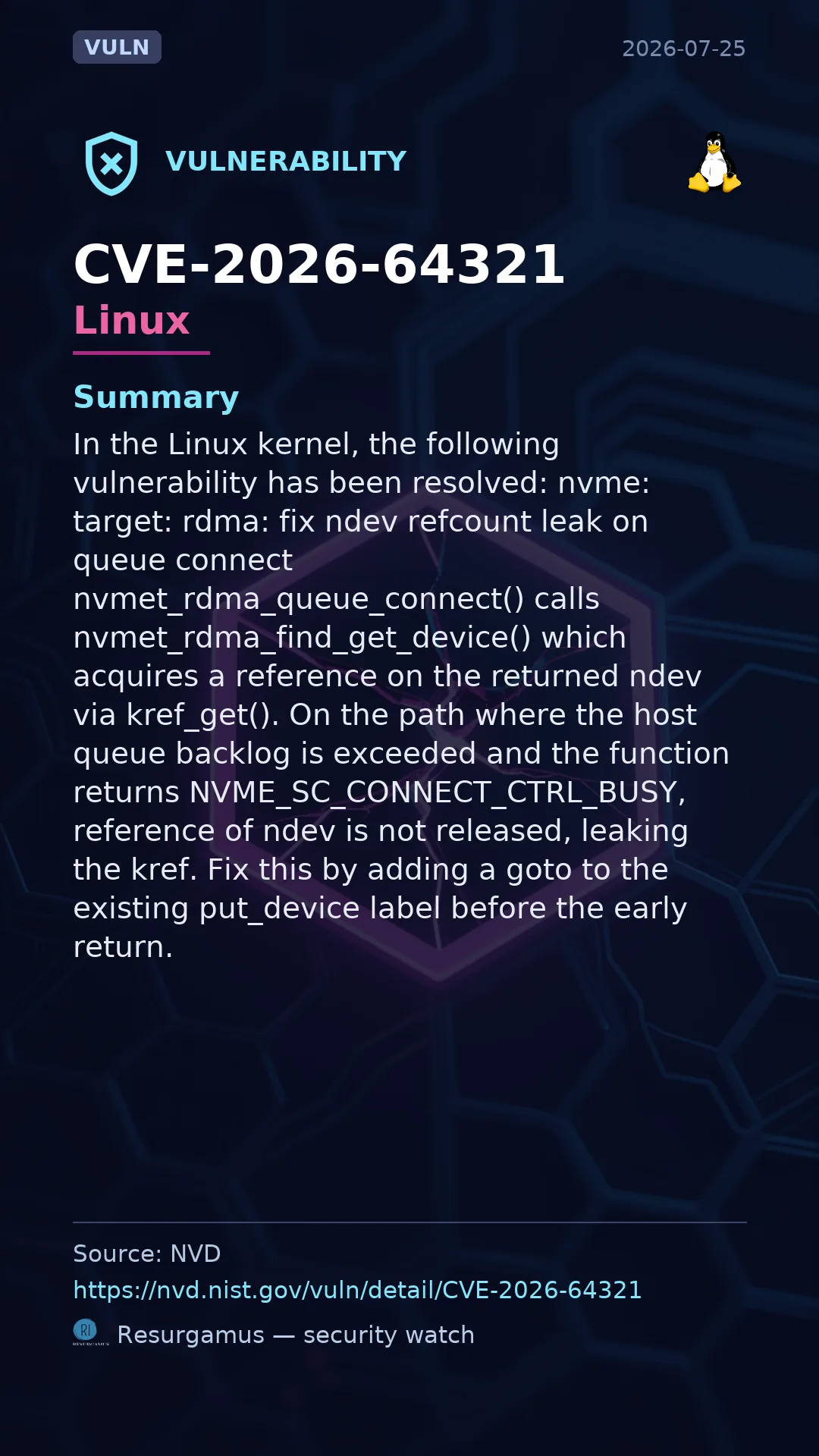 CVE-2026-64321 - Linux vulnerability