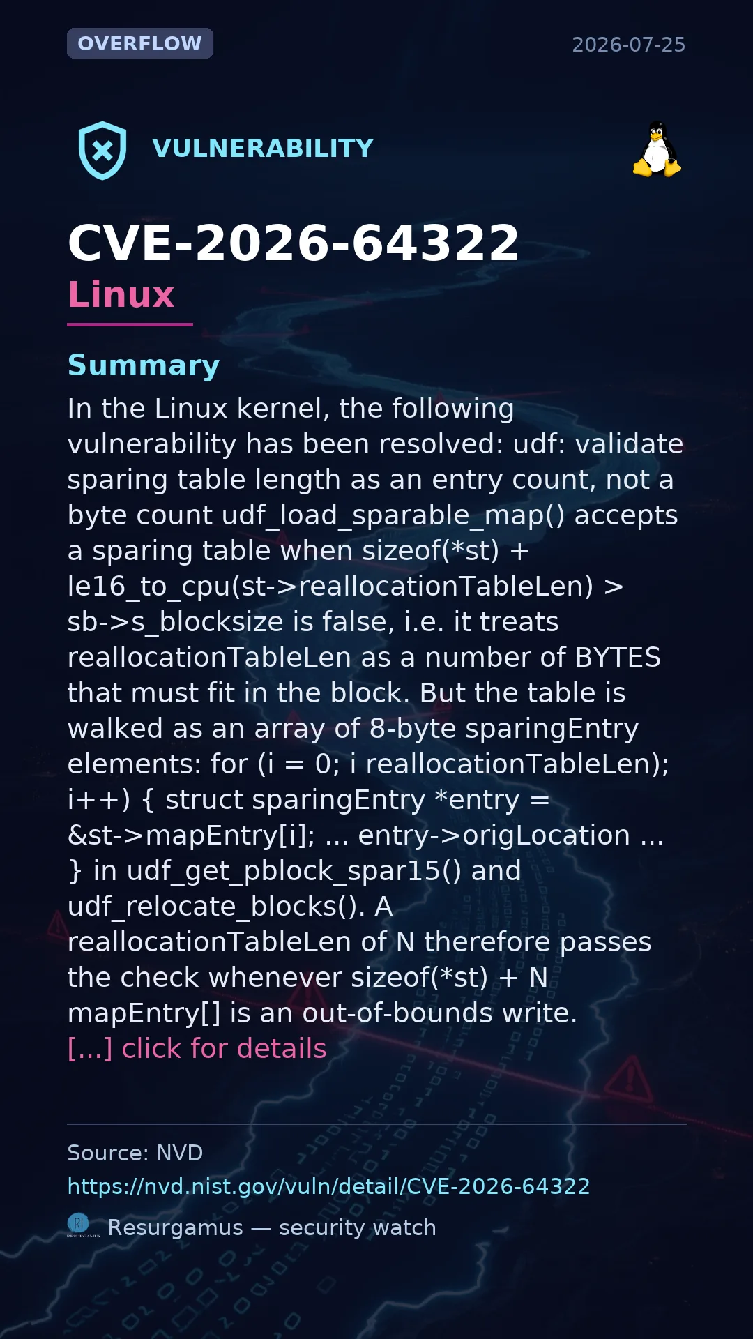 CVE-2026-64322 - Linux vulnerability
