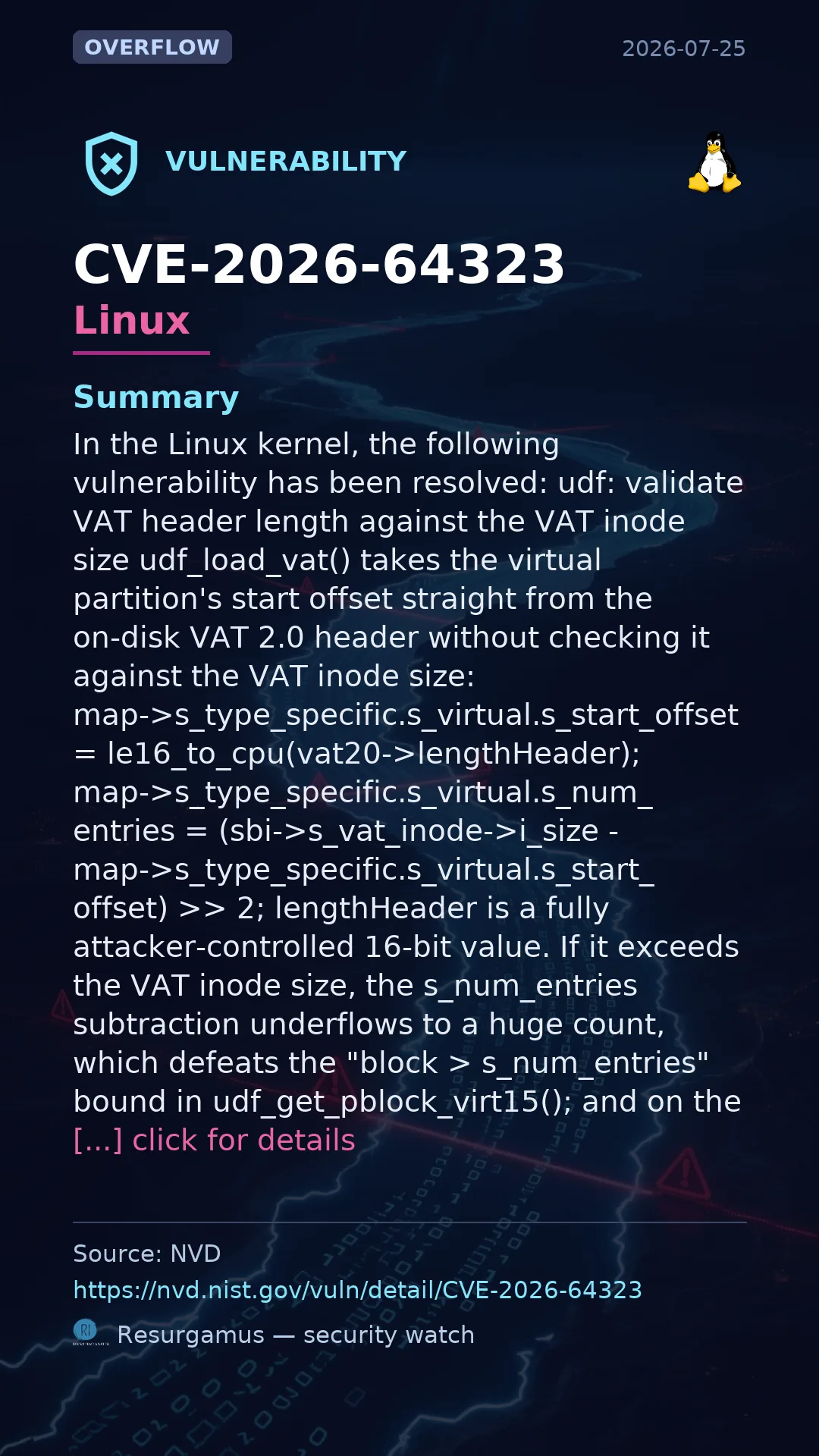 CVE-2026-64323 - Linux vulnerability