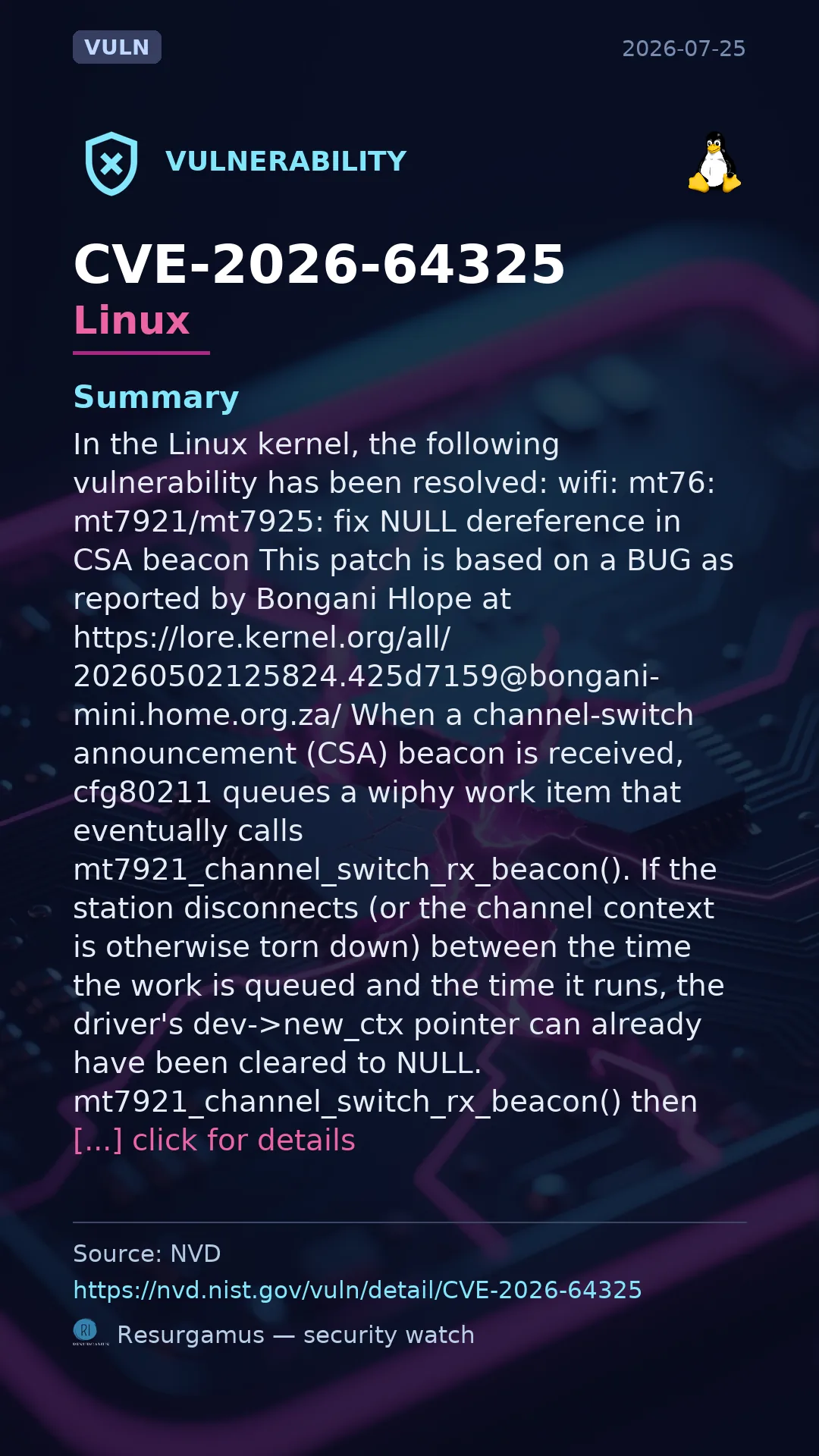 CVE-2026-64325 - Linux vulnerability