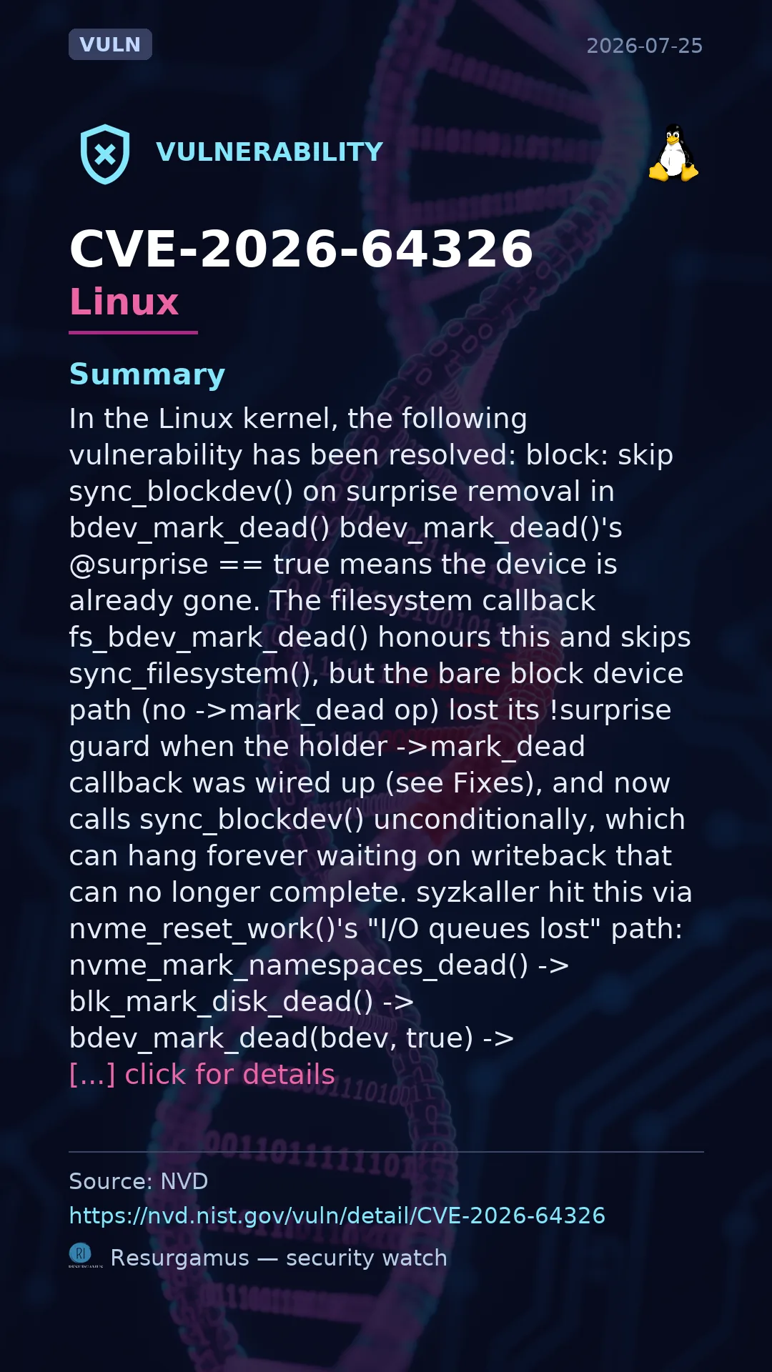 CVE-2026-64326 - Linux vulnerability