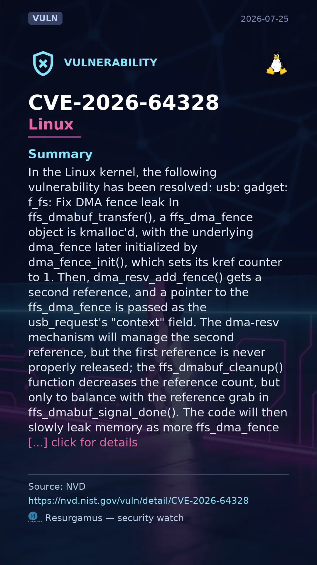 CVE-2026-64328 - Linux vulnerability