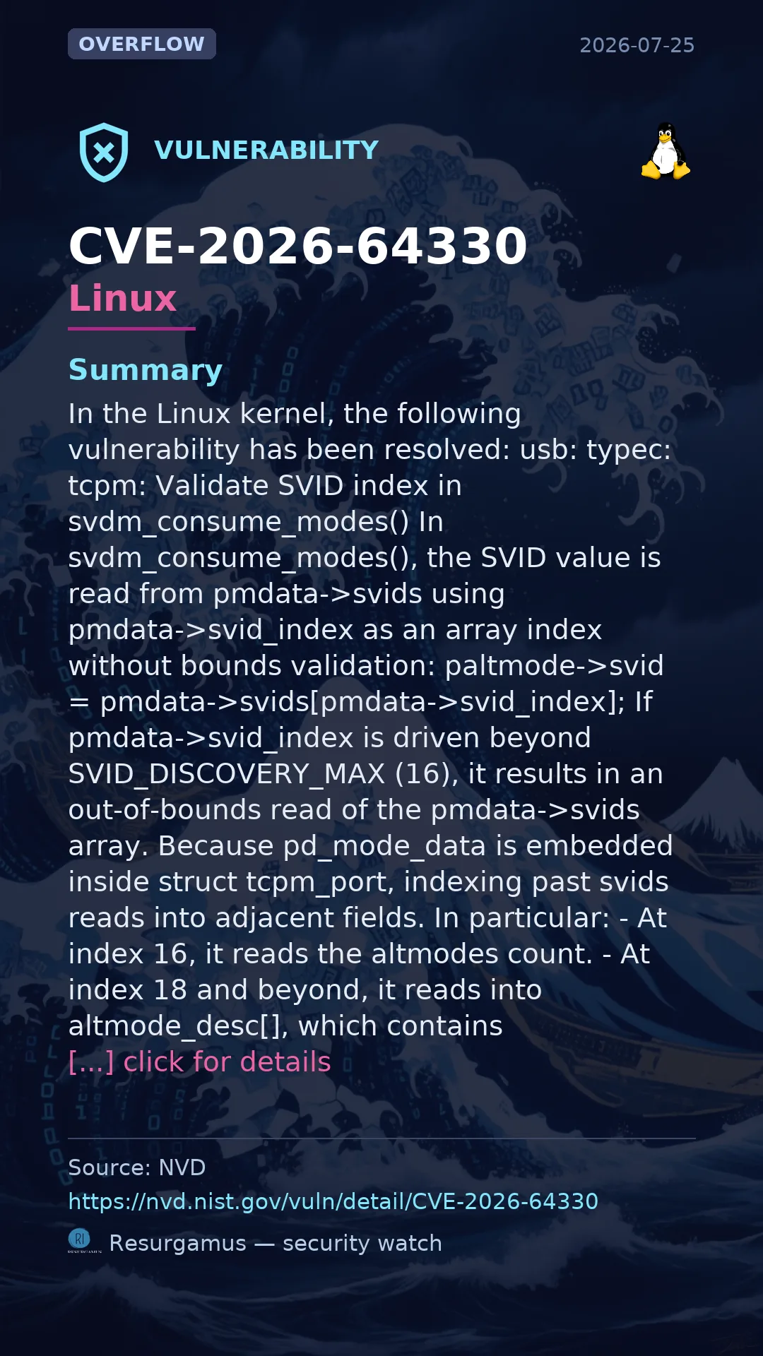 CVE-2026-64330 - Linux vulnerability