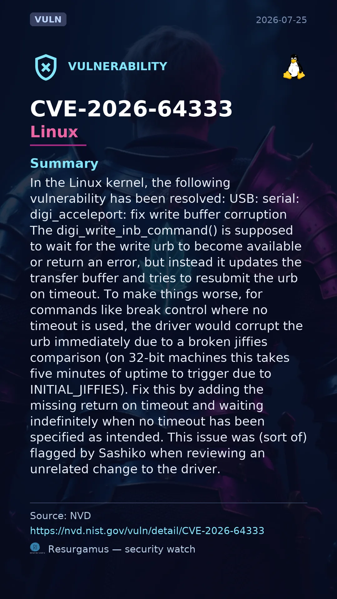 CVE-2026-64333 - Linux vulnerability